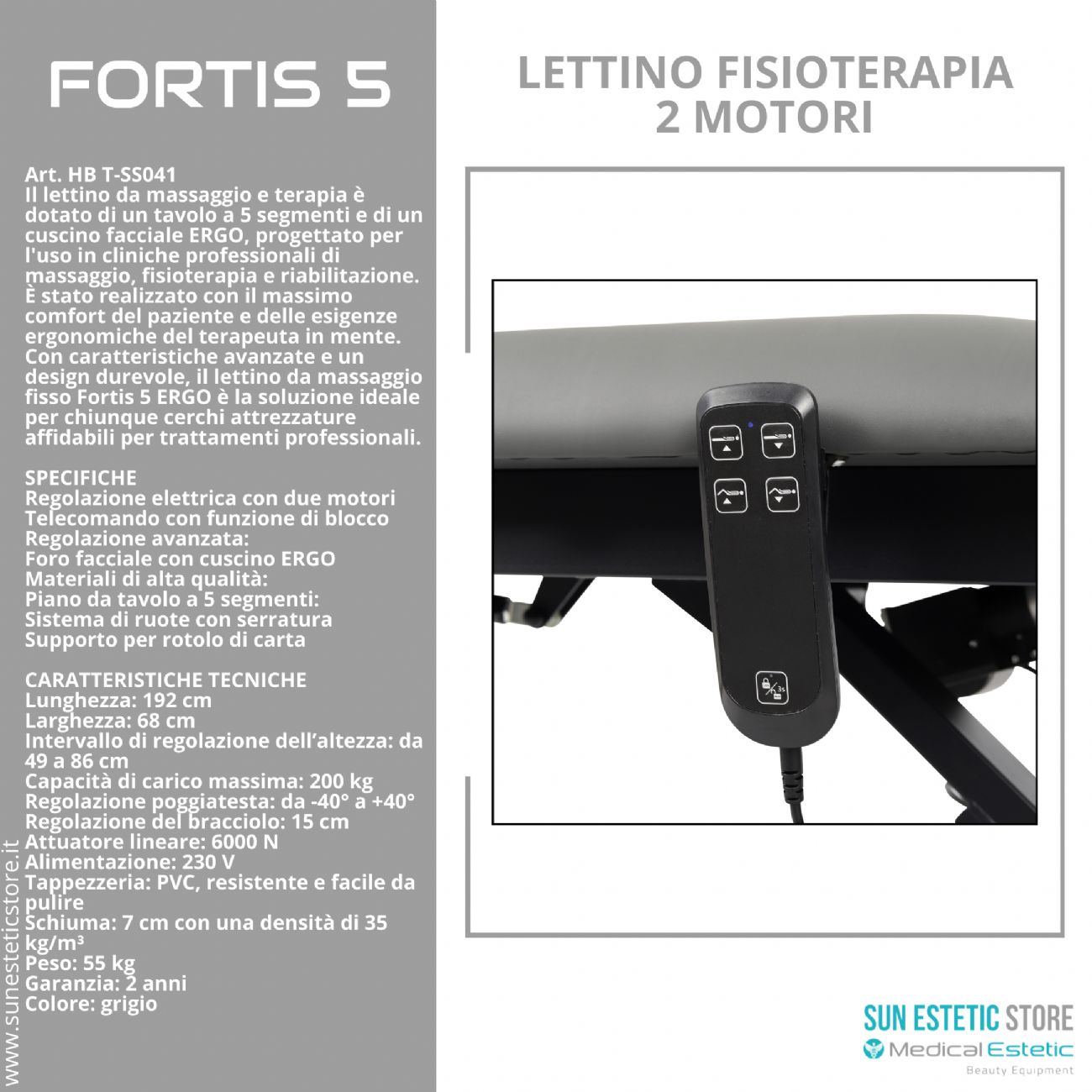 Fortis 5 lettino fisioterapia 5 sezioni 2 motori