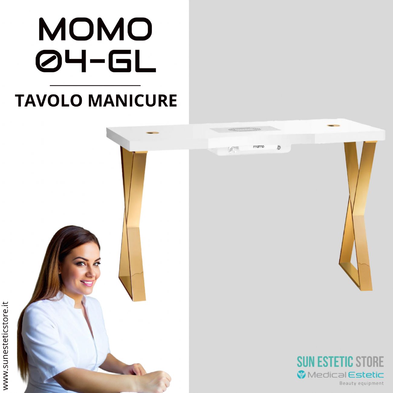 Momo 04-GL tavolino manicure con aspiratore