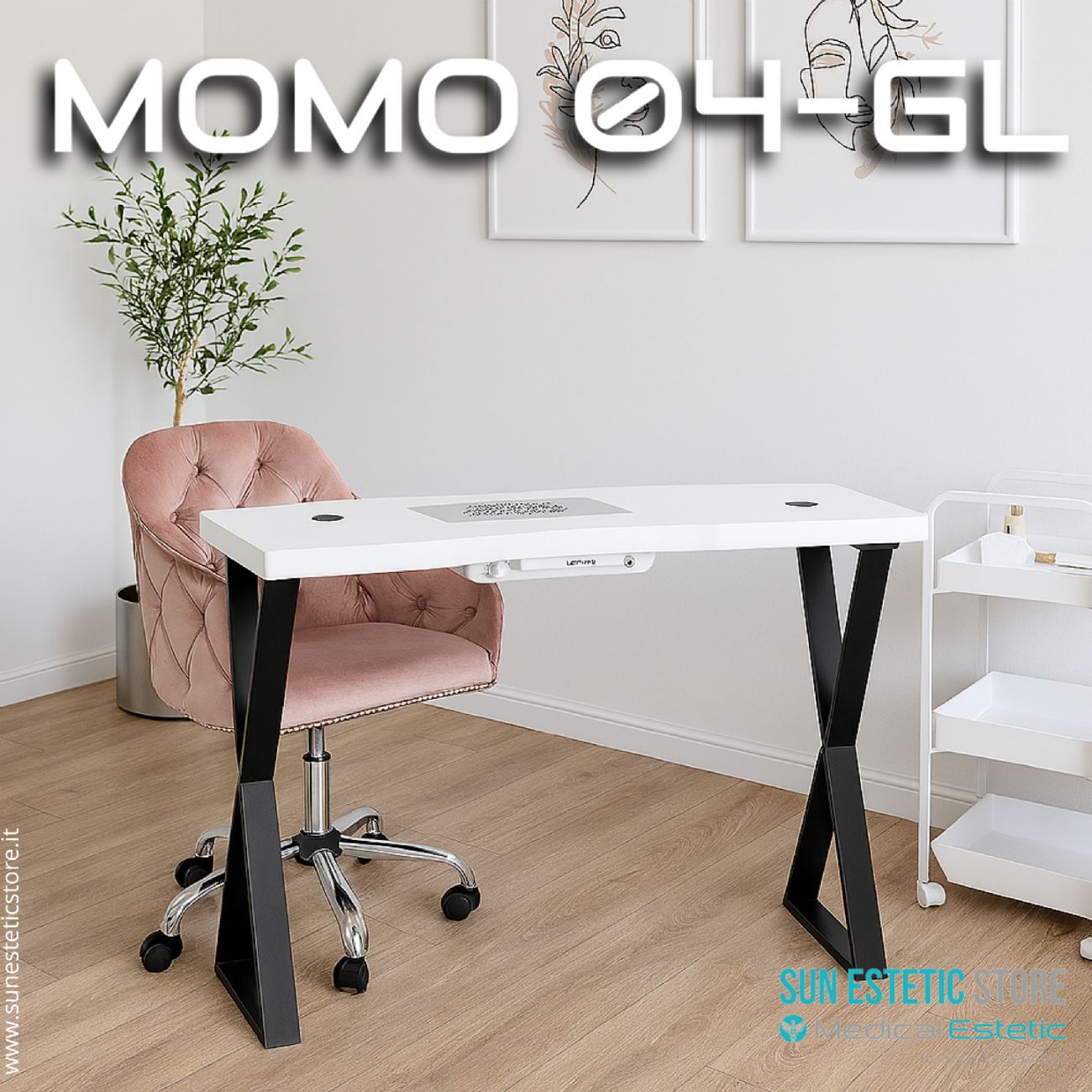 Momo 04-GL tavolino manicure con aspiratore