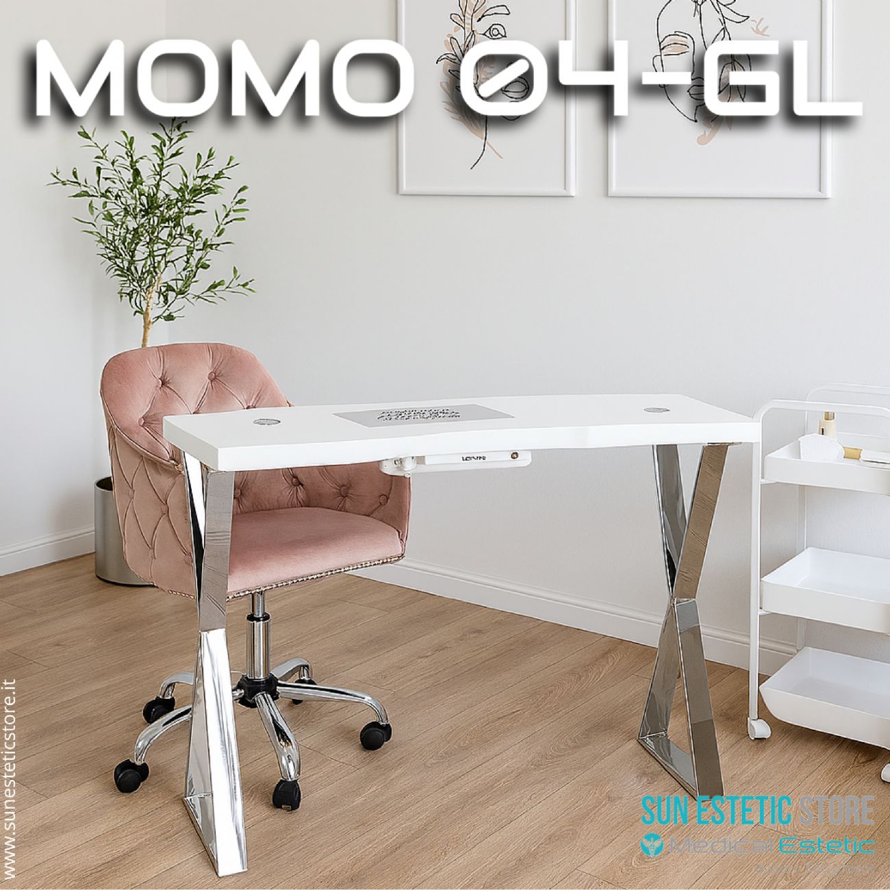 Momo 04-GL tavolino manicure con aspiratore
