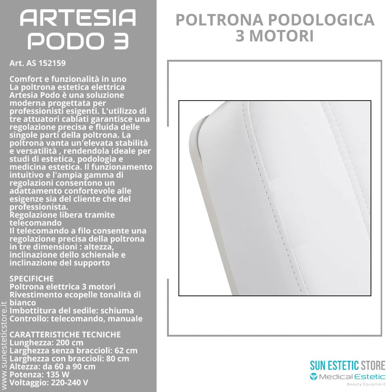 Artesia Podo 3 poltrona podologica 3 motori