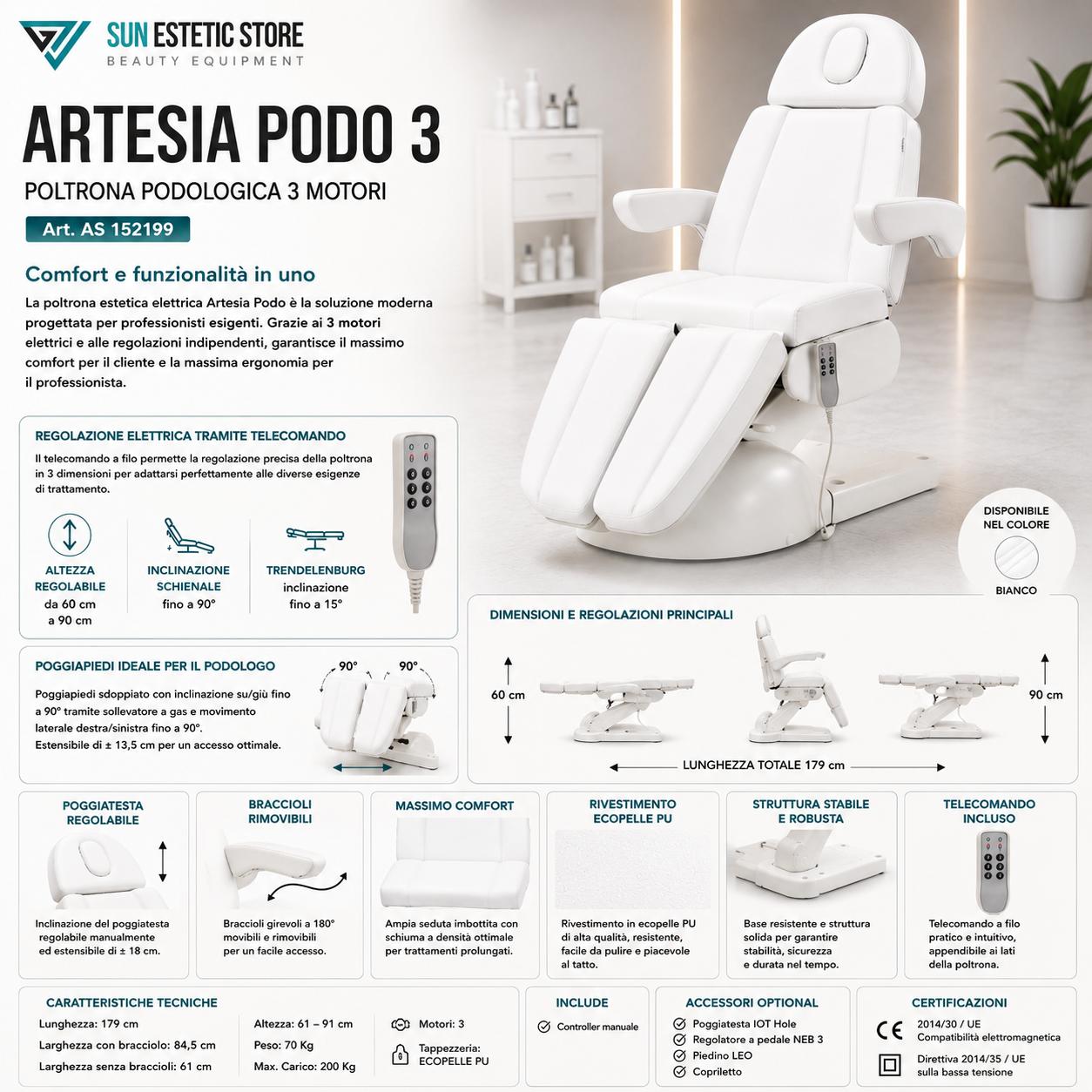 Artesia Podo 3 poltrona podologica 3 motori