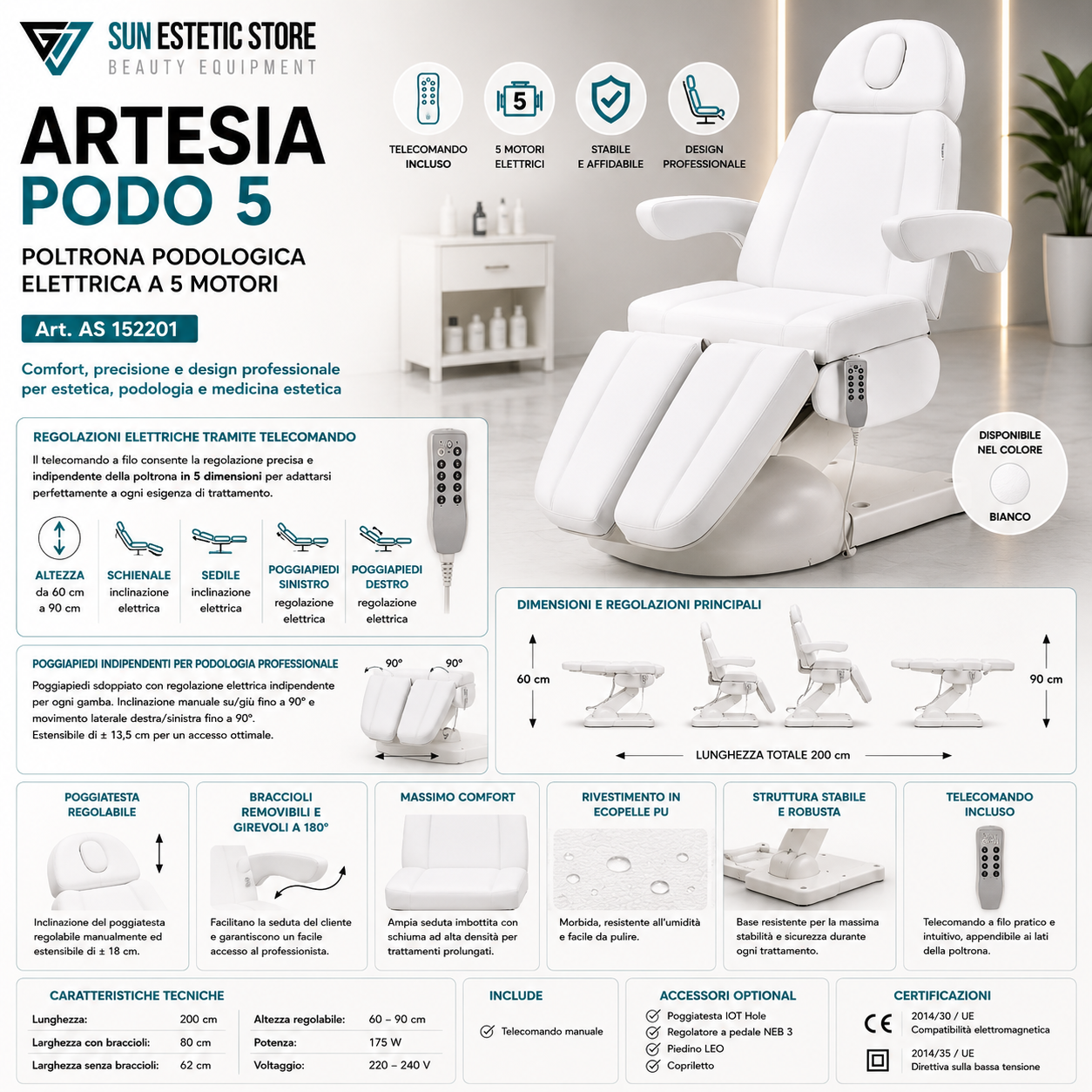 Artesia Podo 5 poltrona podologica 5 motori