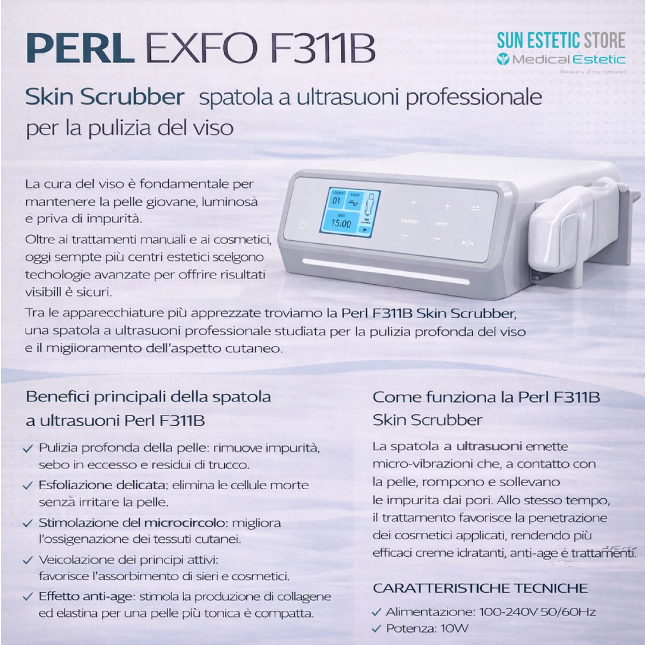 Perl Exfo F311B Skin Scrubber spatola ultrasuoni estetica