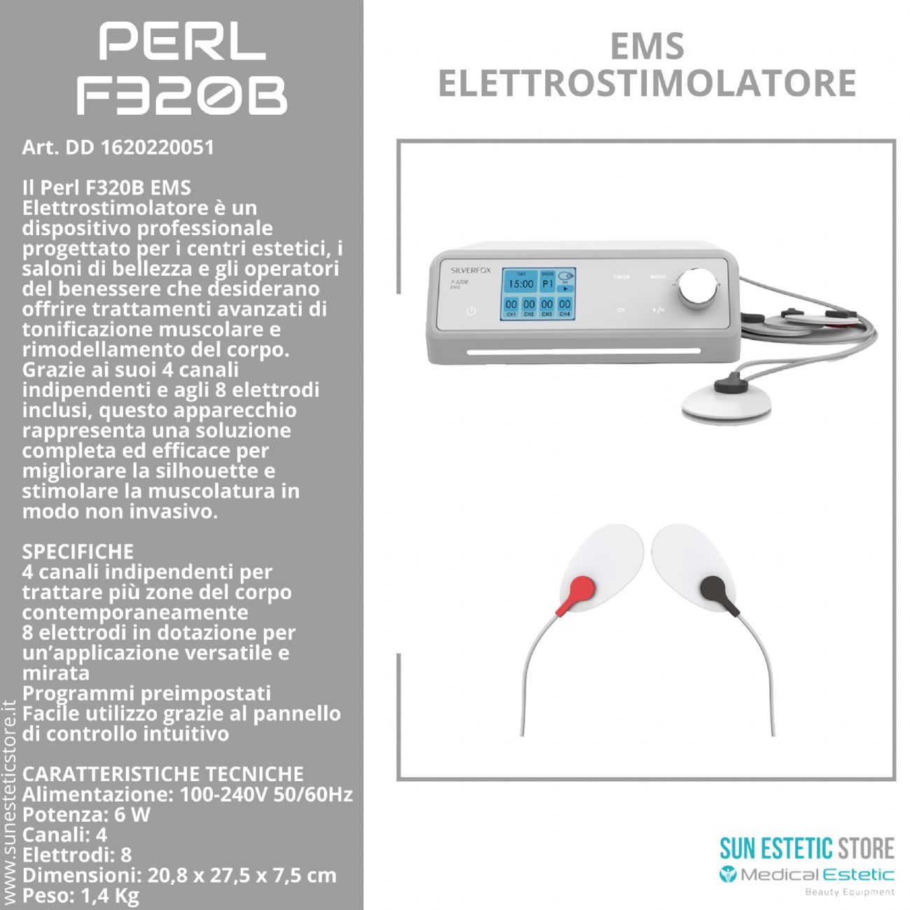 Perl F320B EMS Elettrostimolatore estetica 4 canali