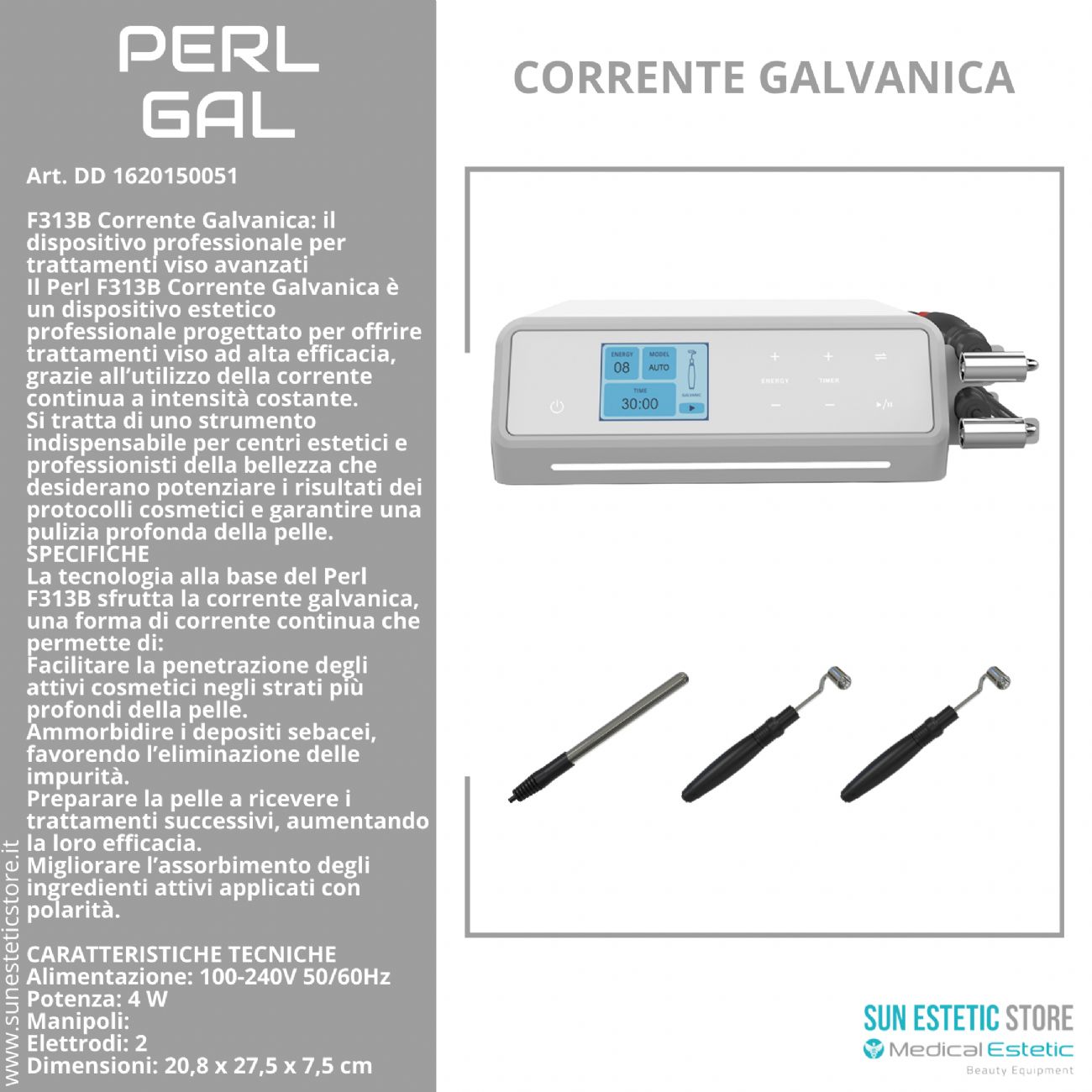 Perl Gal F313B Corrente galvanica estetica