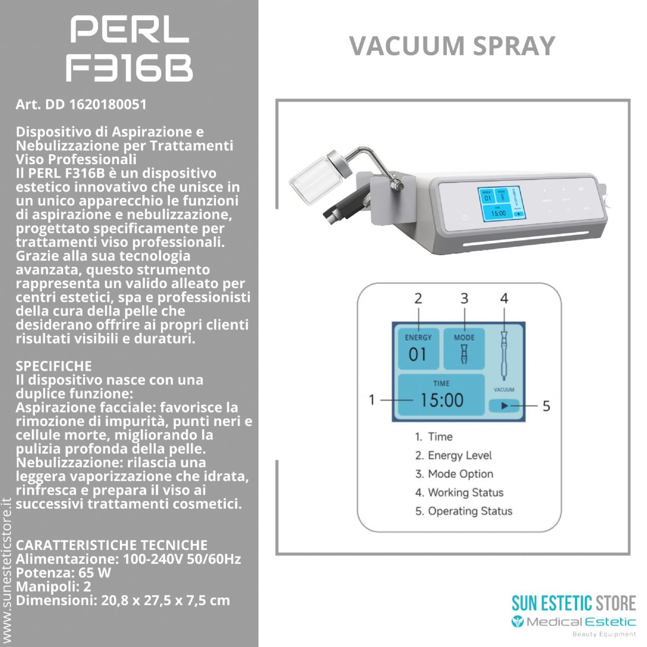 Perl F316B Vacuum Spray apparecchiatura estetica