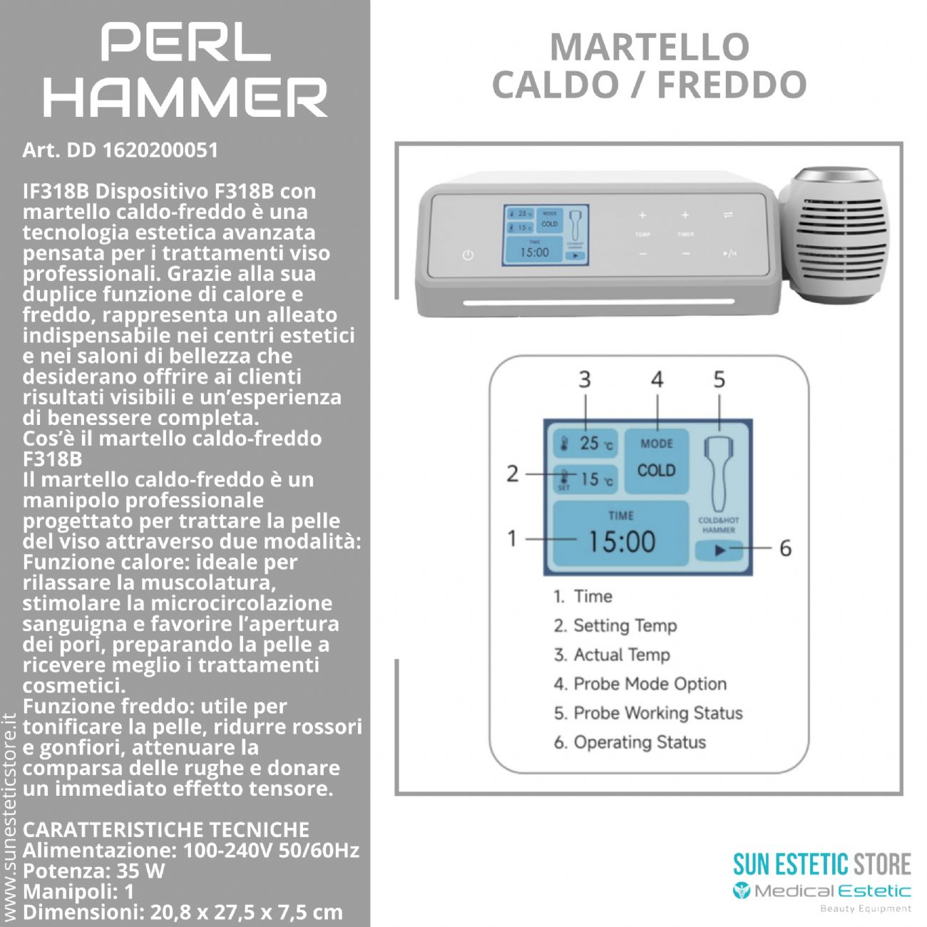 Perl Hammer F318B Martello caldo / freddo