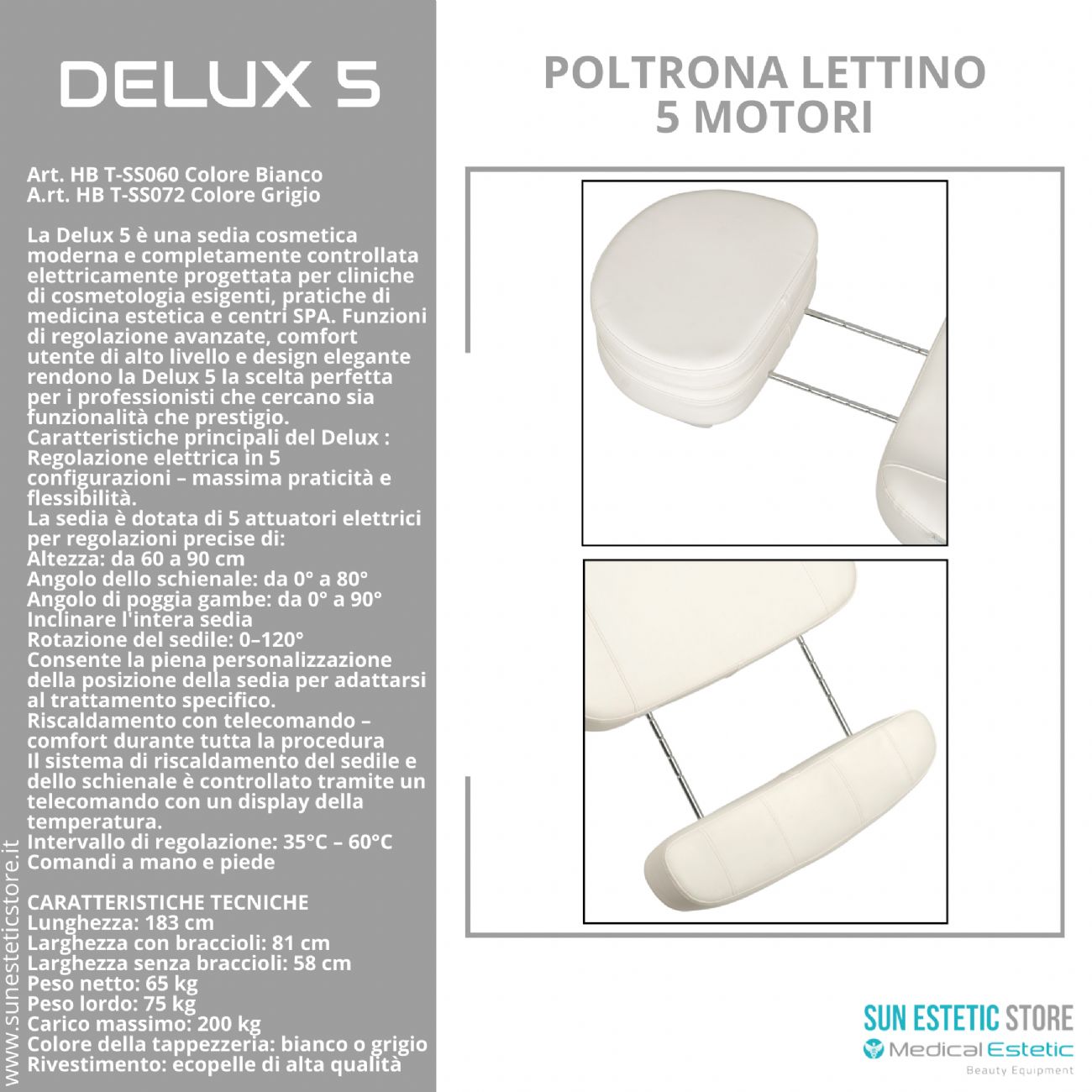 Delux 5 poltrona lettino 5 motori estetica