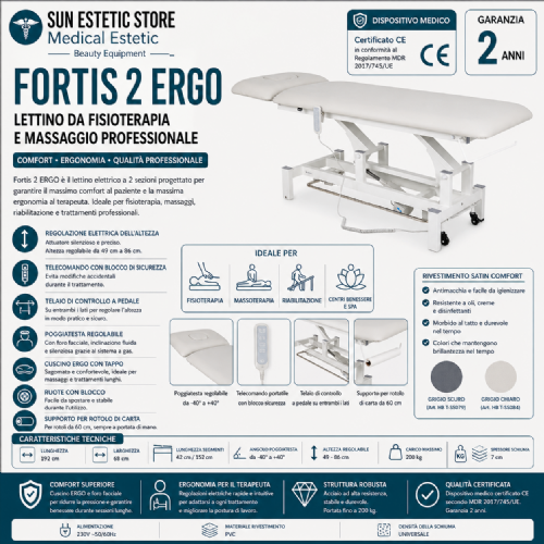 Fortis 2 Ergo lettino fisioterapia 1 motore con perimetrale