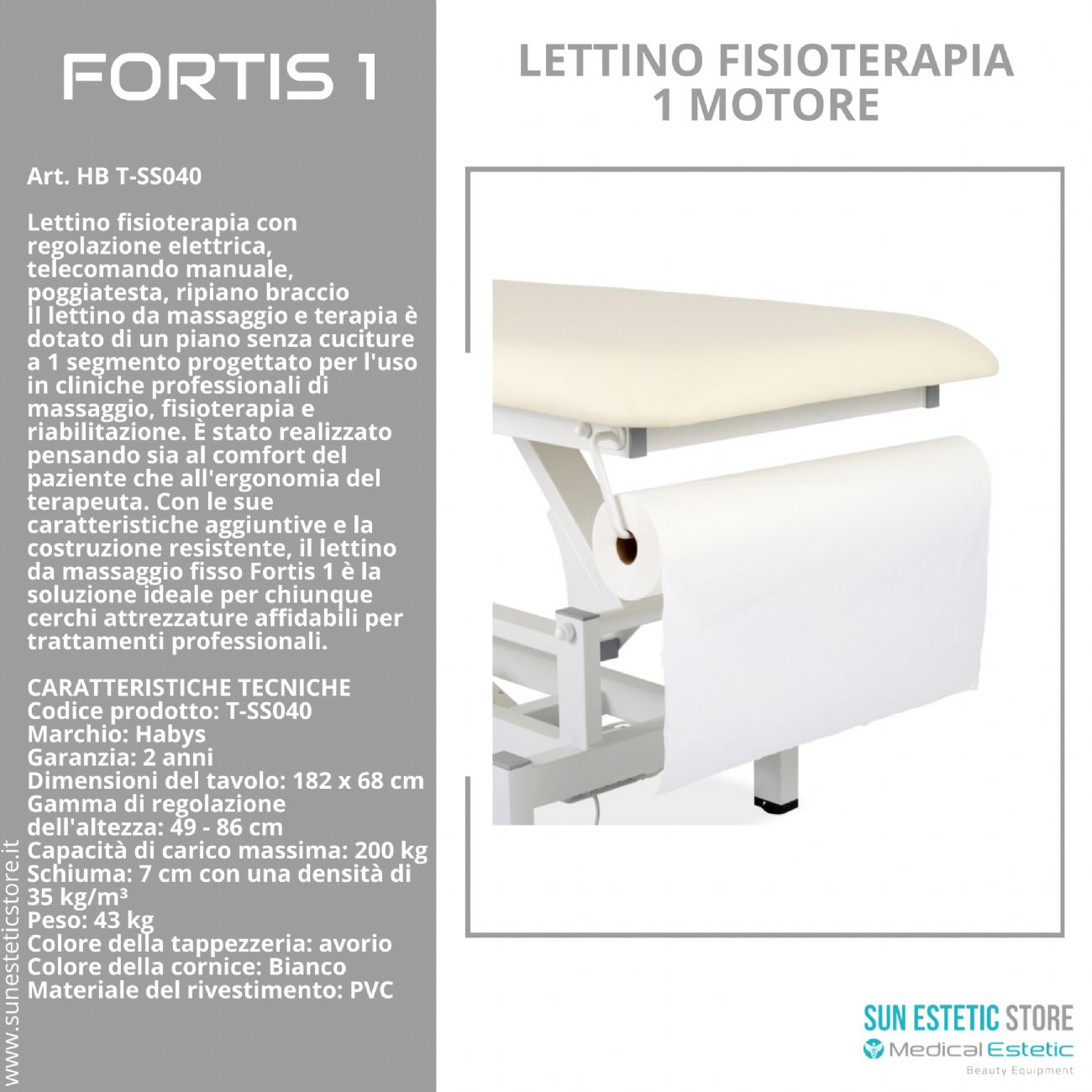 Fortis 1 lettino fisioterapia 1 motore