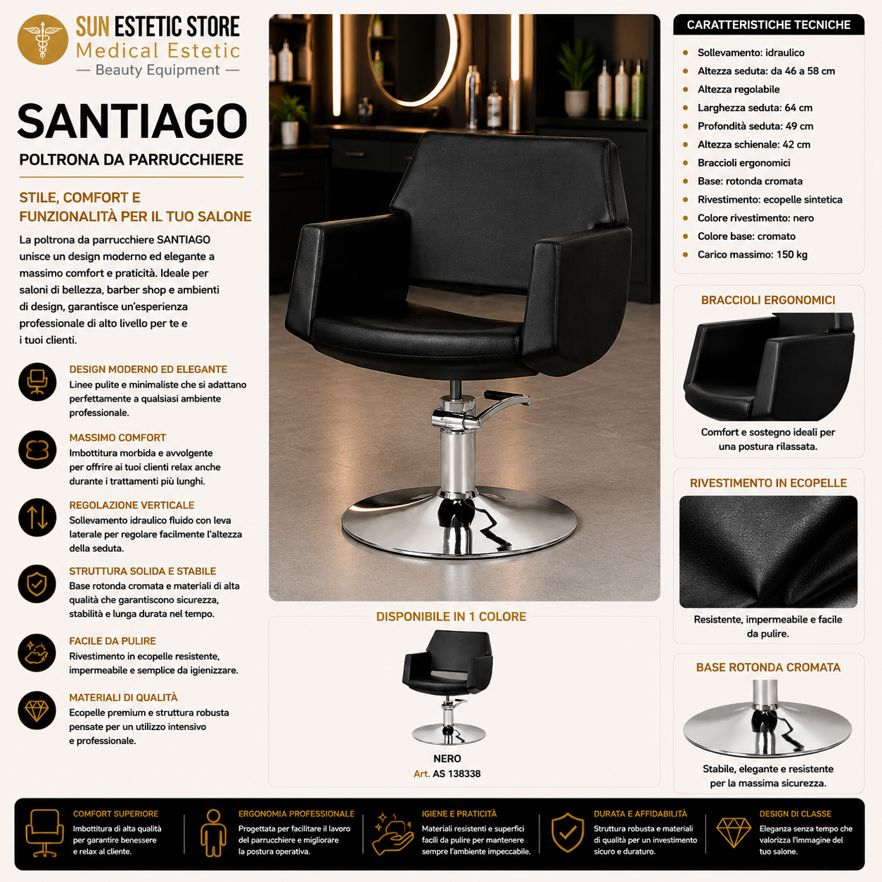 Santiago poltroncina taglio parrucchiere postazione lavoro