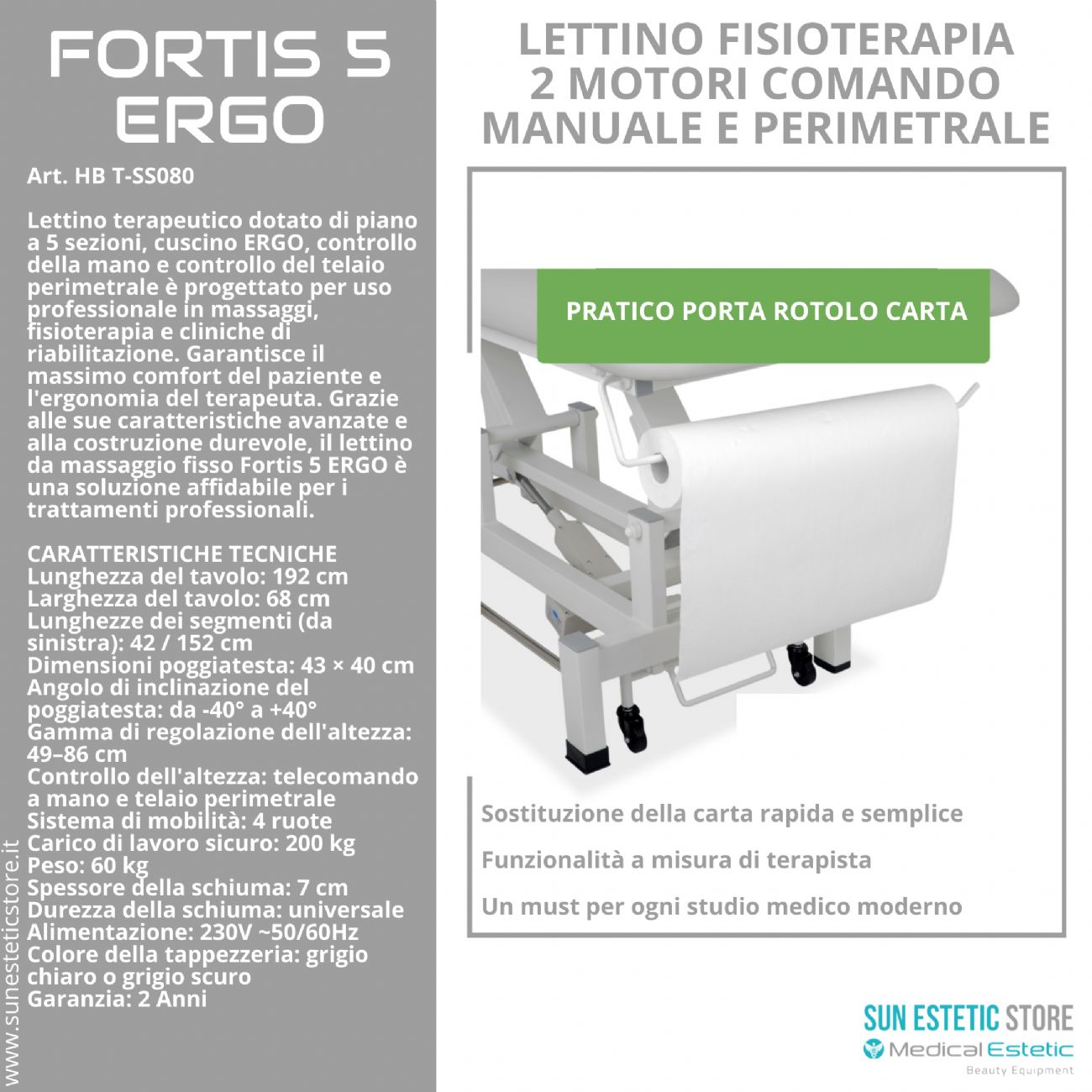 Fortis 5 Ergo lettino fisioterapia 5 sezioni