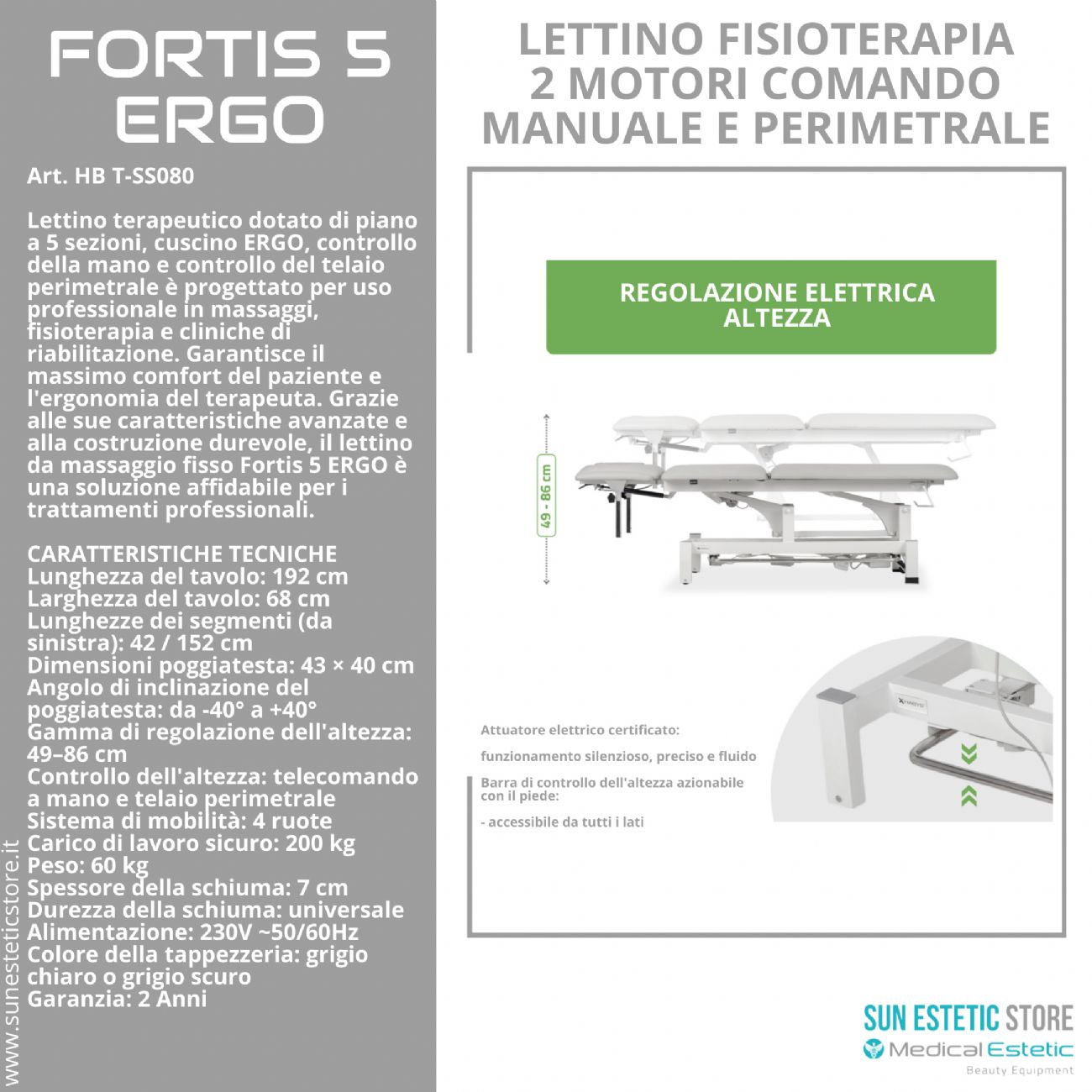 Fortis 5 Ergo lettino fisioterapia 5 sezioni