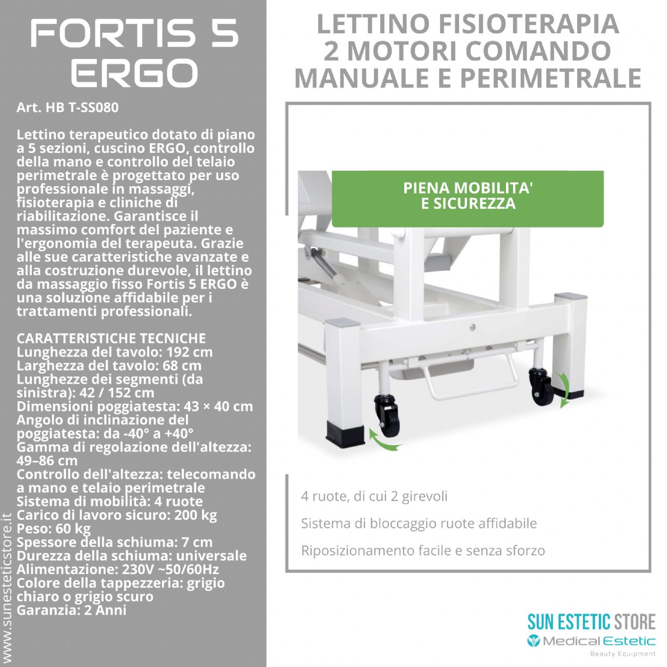 Fortis 5 Ergo lettino fisioterapia 5 sezioni