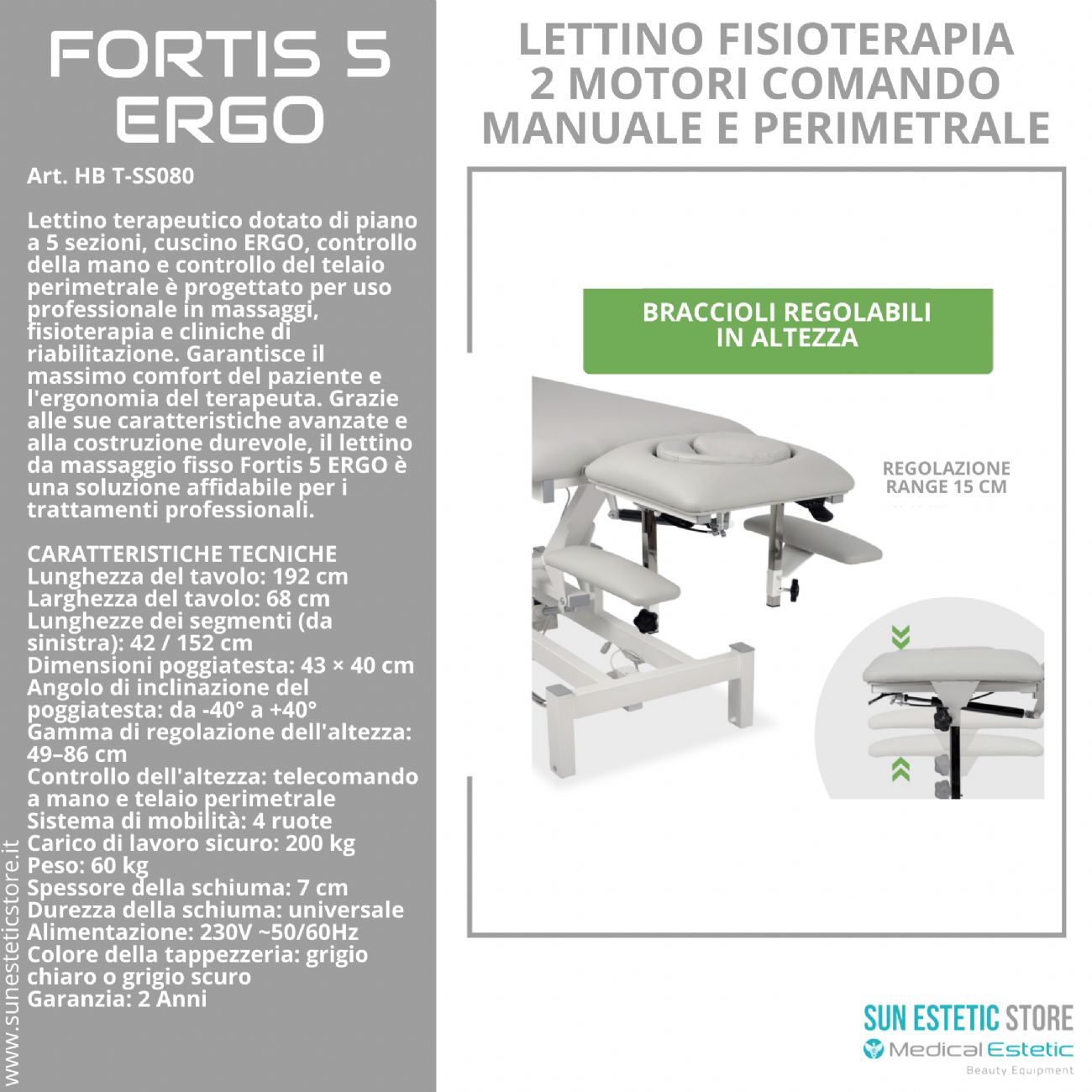 Fortis 5 Ergo lettino fisioterapia 5 sezioni