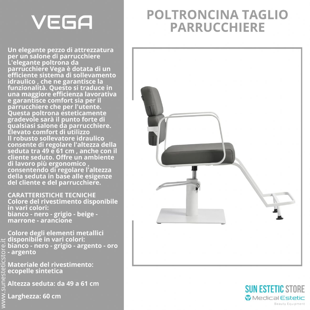 Vega poltroncina taglio parrucchiere in varie combinazioni di colori