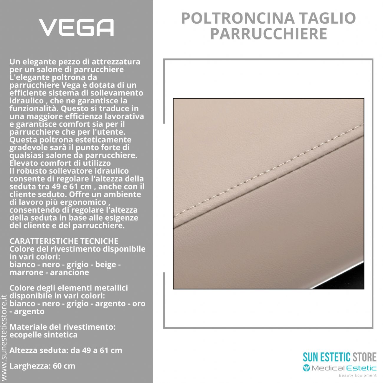 Vega poltroncina taglio parrucchiere in varie combinazioni di colori