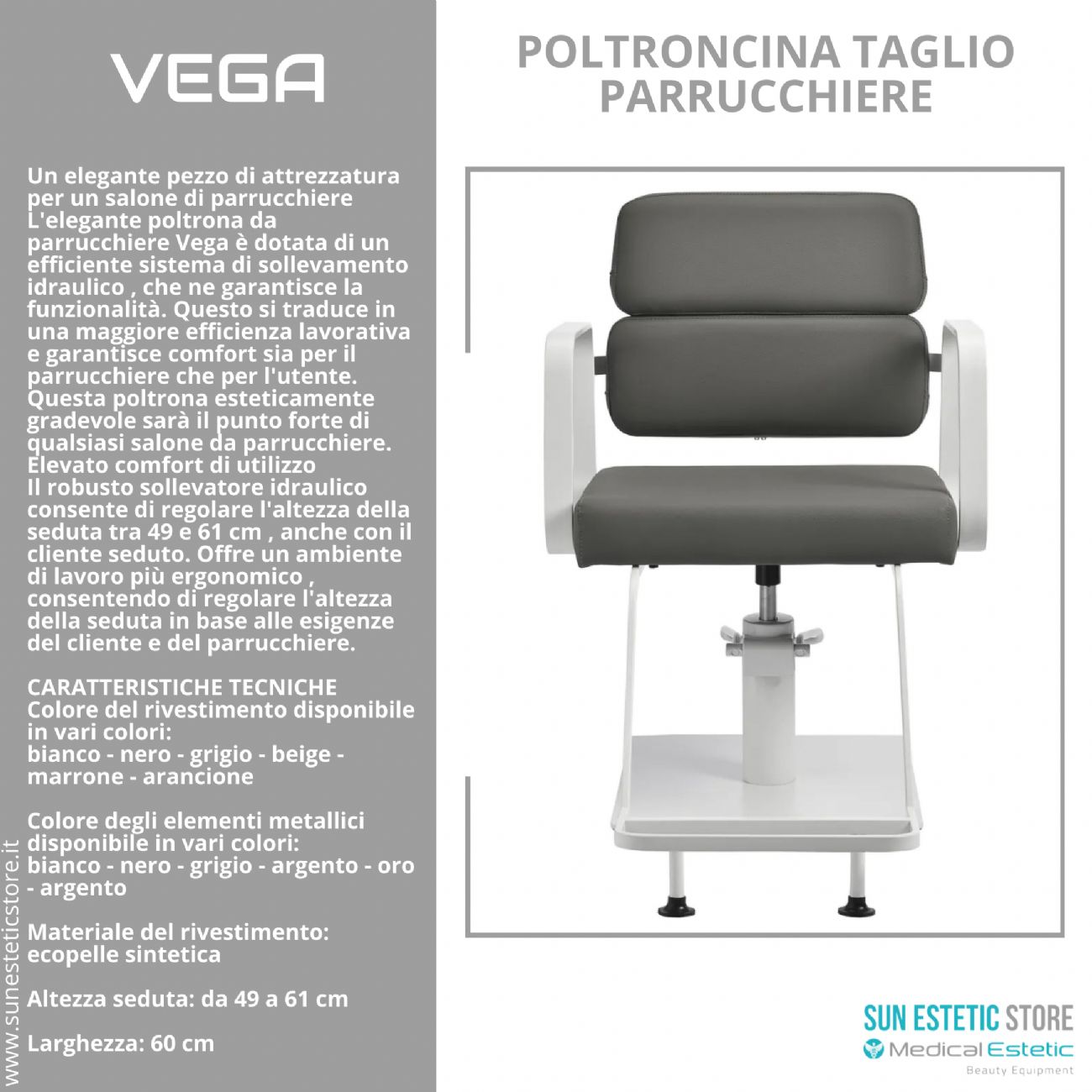 Vega poltroncina taglio parrucchiere in varie combinazioni di colori