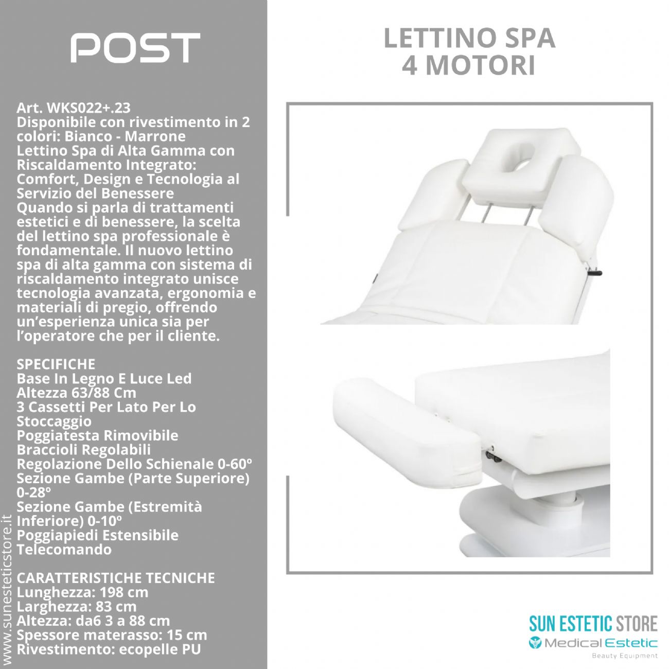 Post lettino massaggio Spa 4 motori