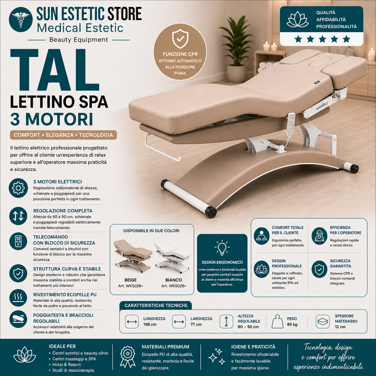 Tal lettino massaggio Spa 3 motori