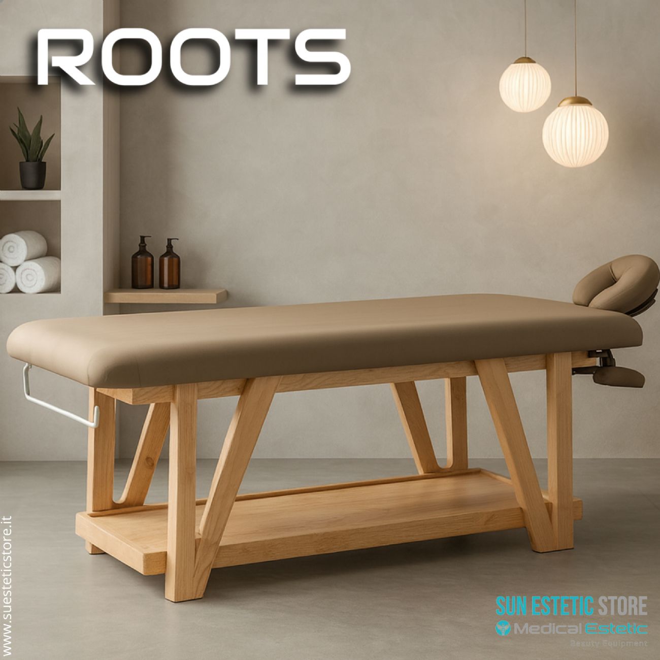 Roots lettino massaggio fisso in legno massello