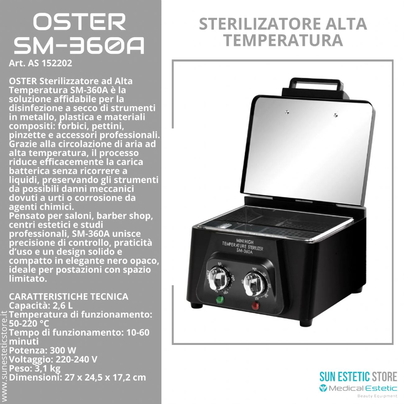 Oster SM-360A sterilizzatore ad alta temperatura