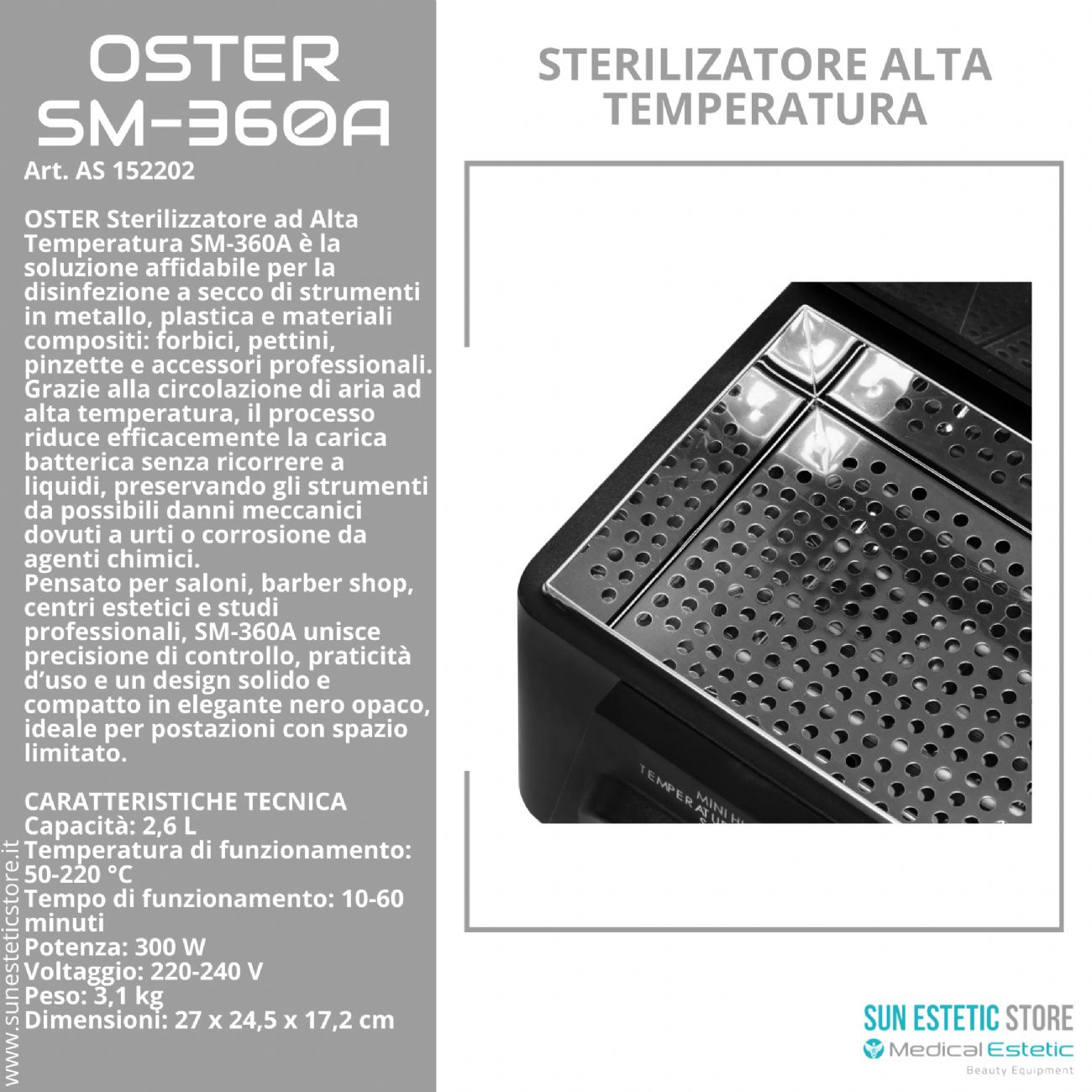 Oster SM-360A sterilizzatore ad alta temperatura