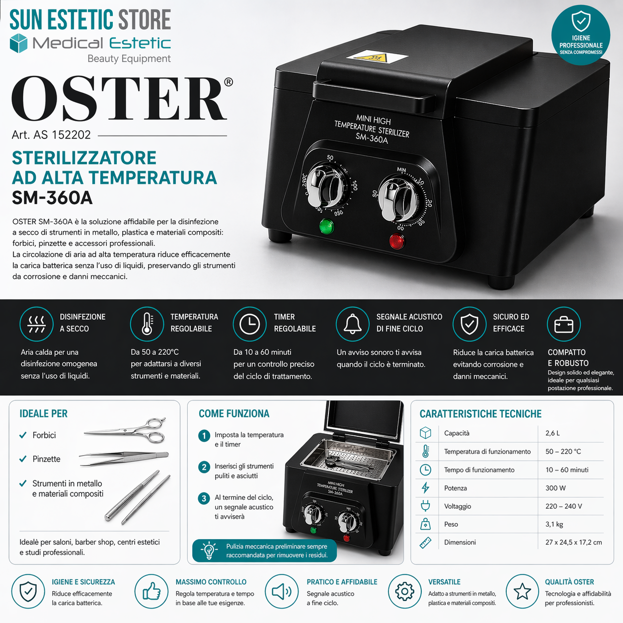 Oster SM-360A sterilizzatore ad alta temperatura