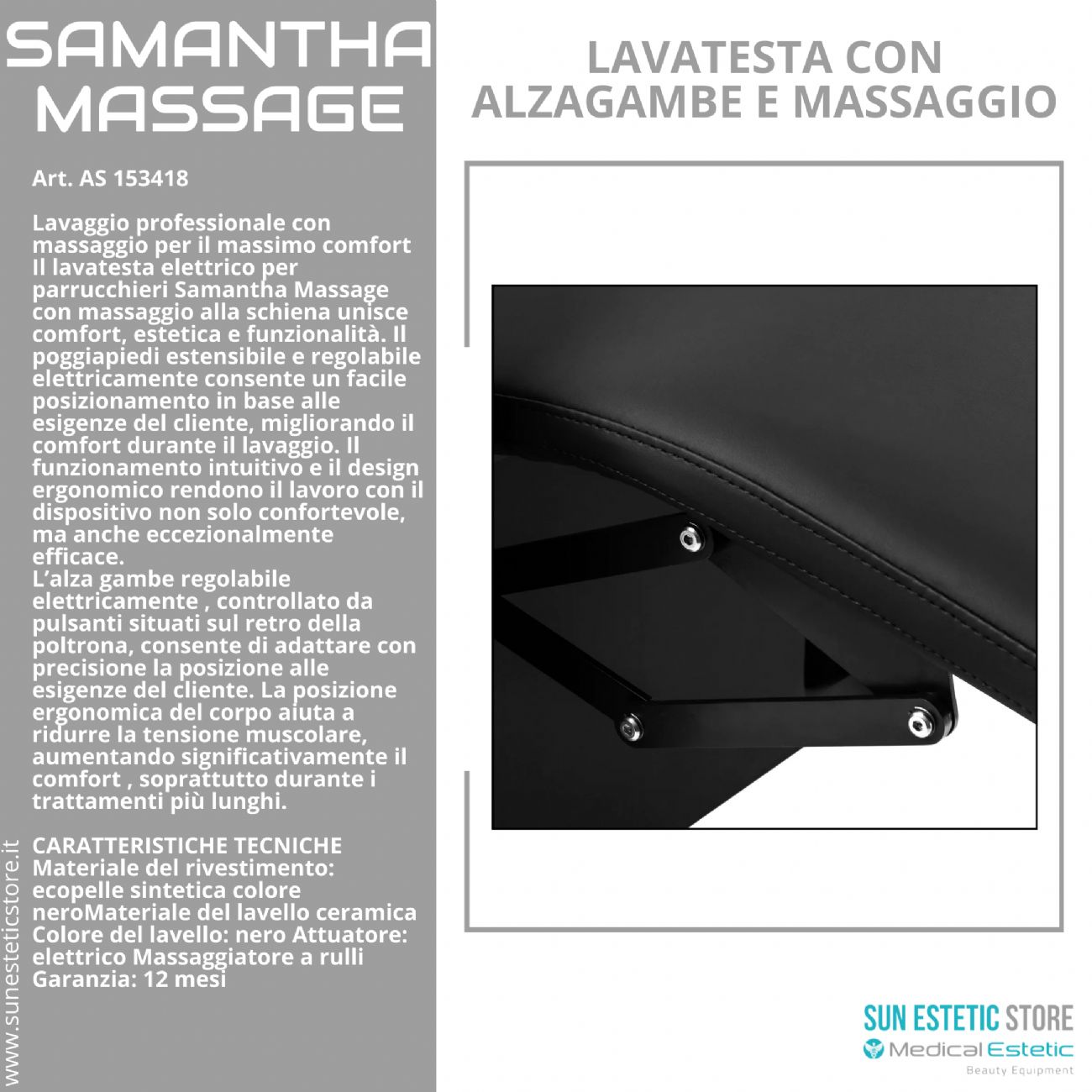 Samantha Massage lavatesta lavaggio con alzagambe e massaggio