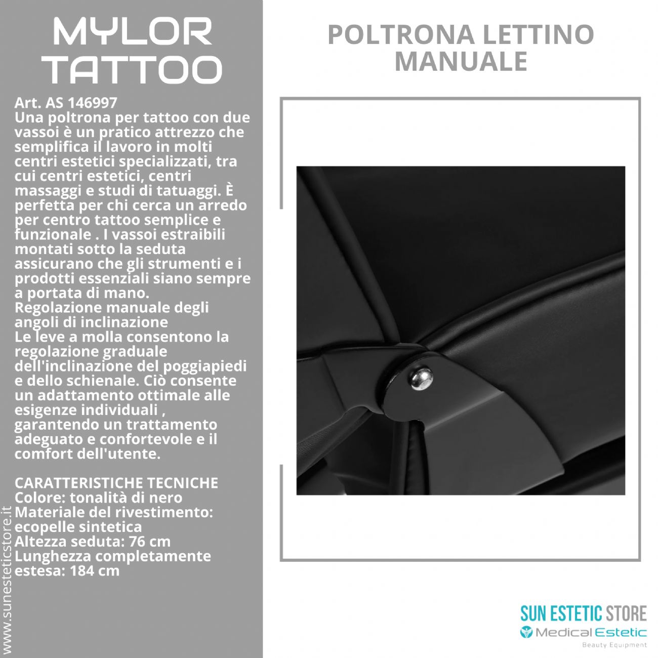 Mylor tattoo poltrona lettino manuale 
