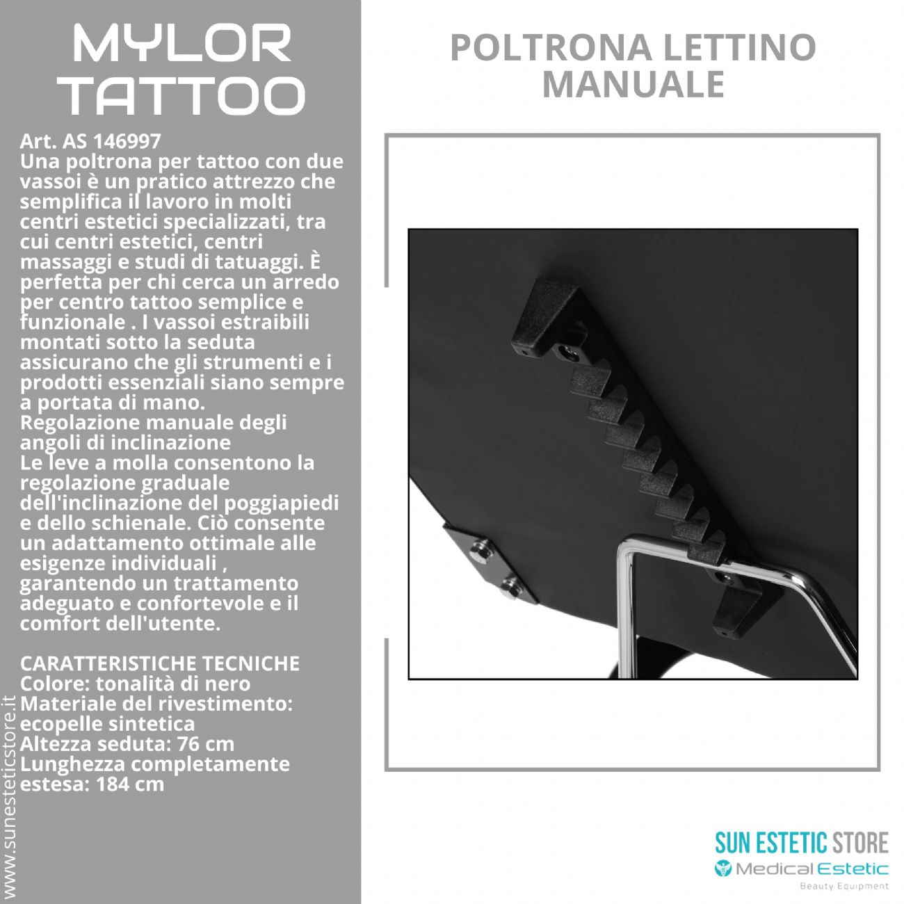 Mylor tattoo poltrona lettino manuale 