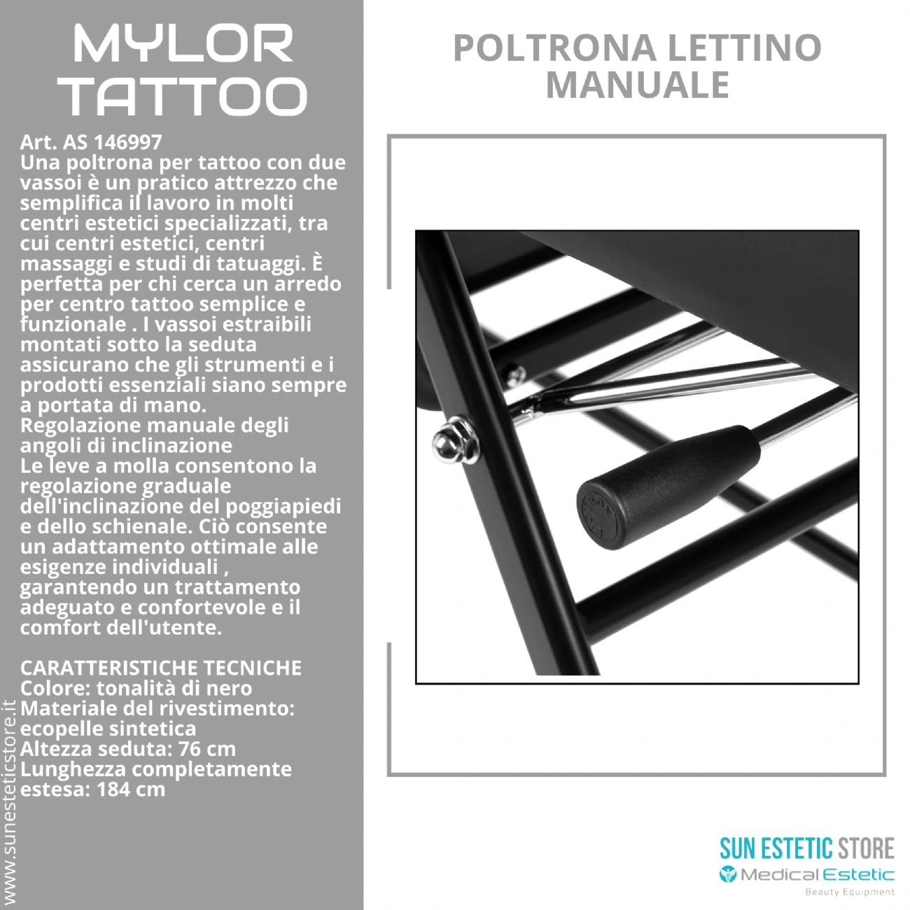 Mylor tattoo poltrona lettino manuale 