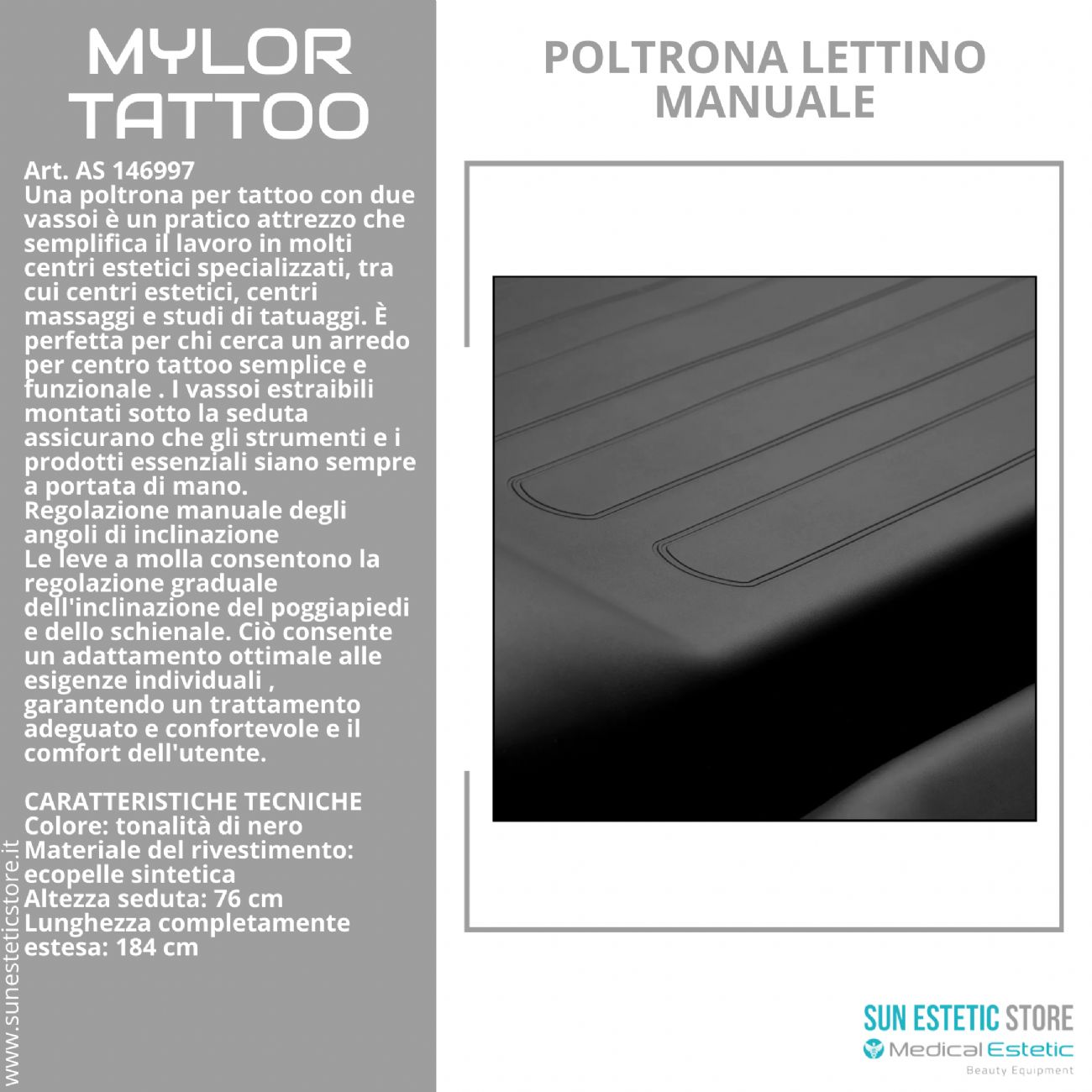 Mylor tattoo poltrona lettino manuale 