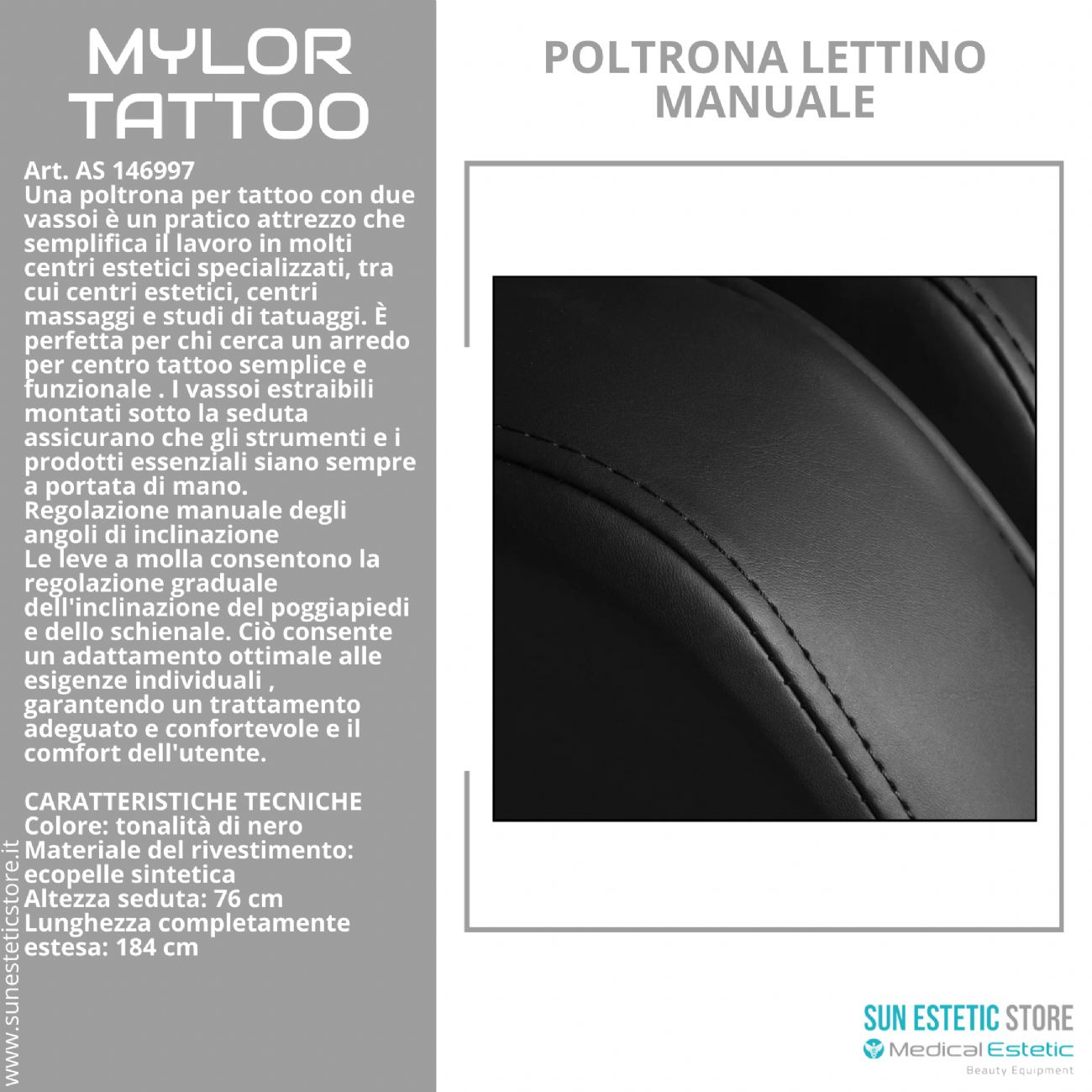 Mylor tattoo poltrona lettino manuale 
