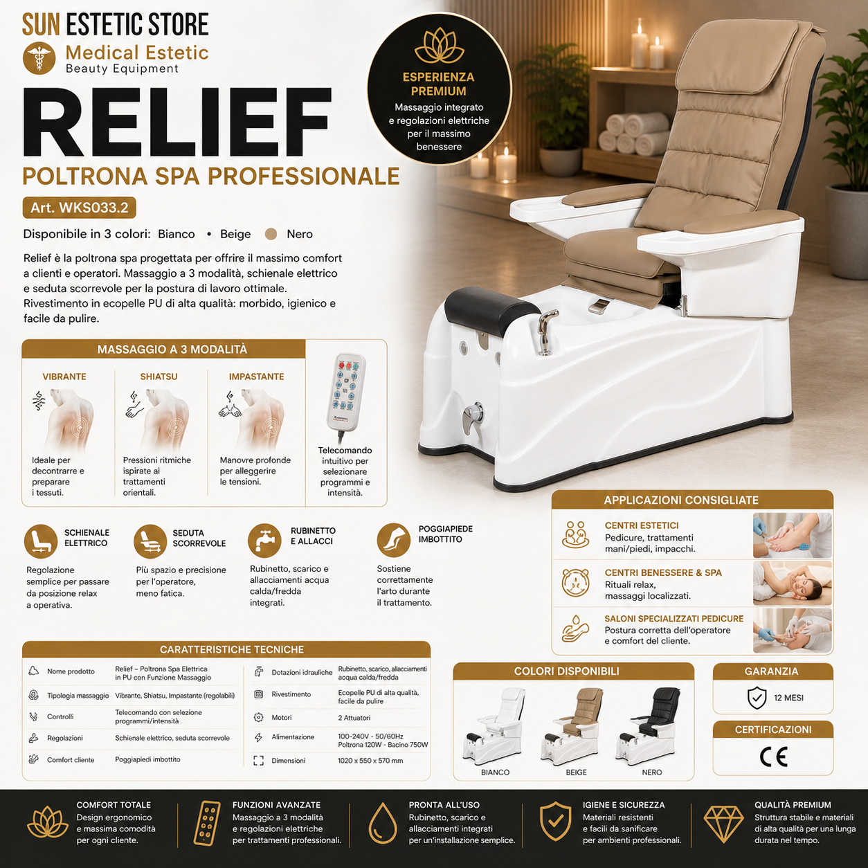 Relief poltrona pedicure spa motorizzata