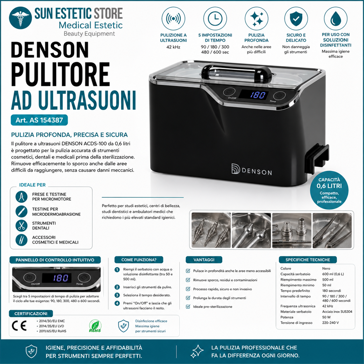Denson pulitore ad ultrasuoni strumenti