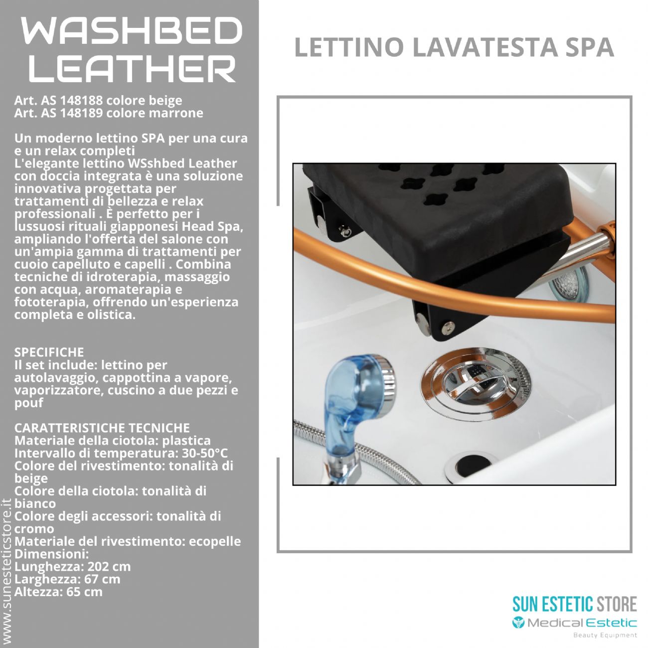 Washbed Leather lettino lavaggio spa con vapore