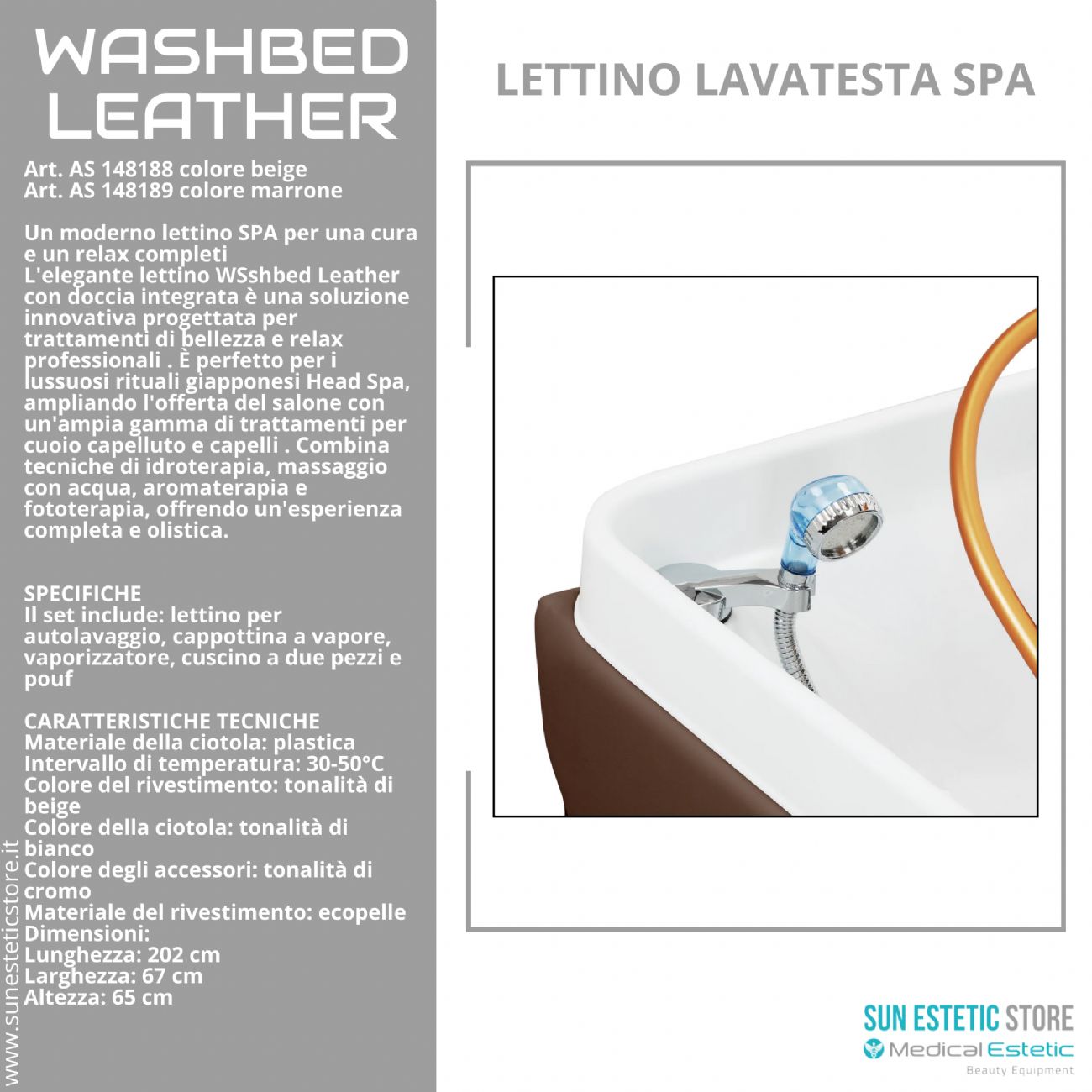 Washbed Leather lettino lavaggio spa con vapore