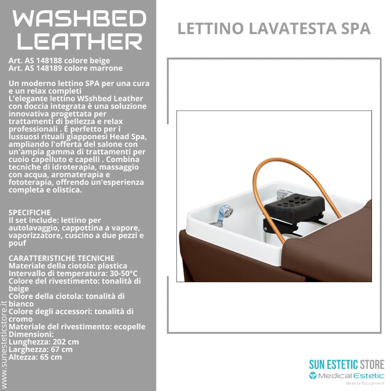 Washbed Leather lettino lavaggio spa con vapore