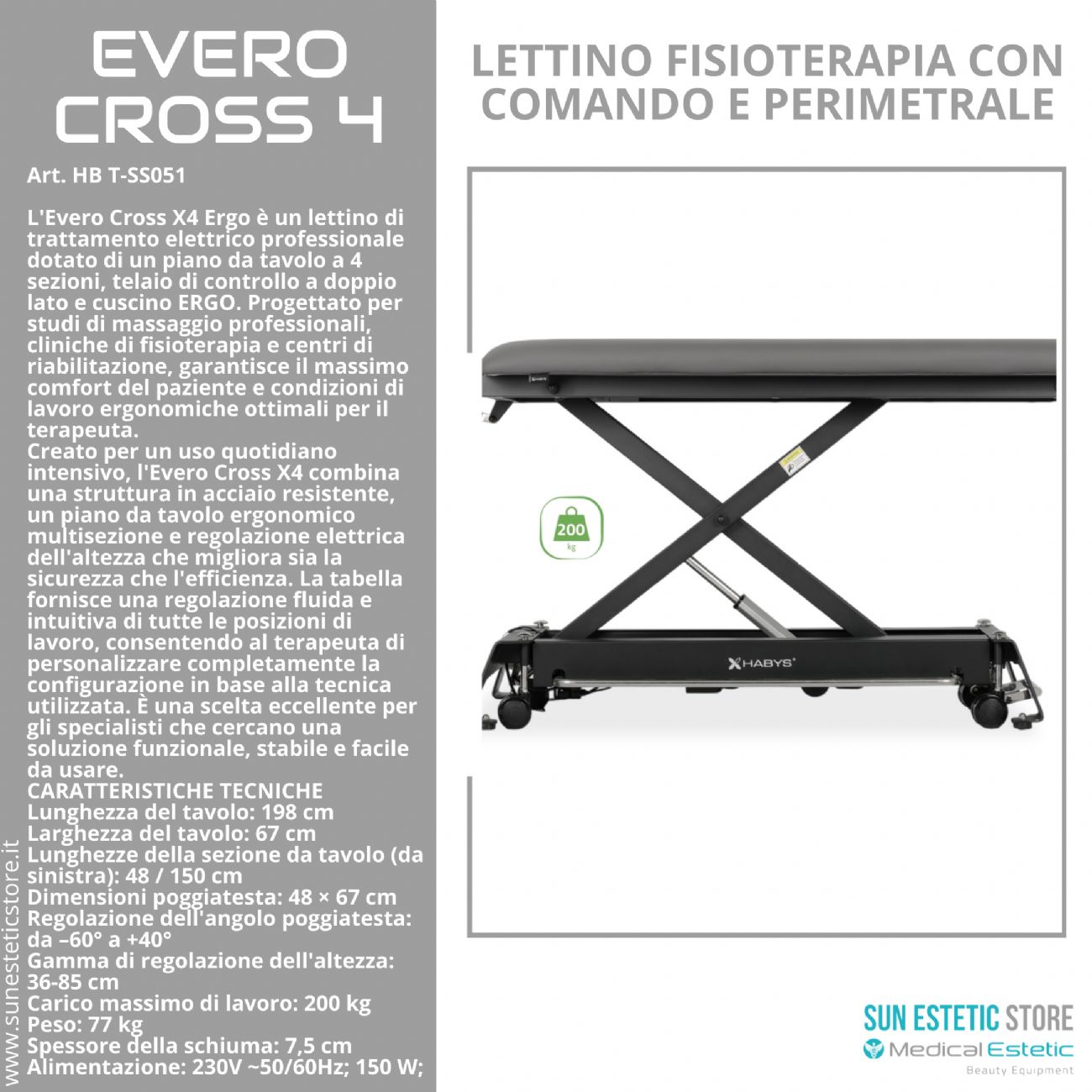 Evero Cross 4 Ergo lettino fisioterapia 4 sezioni