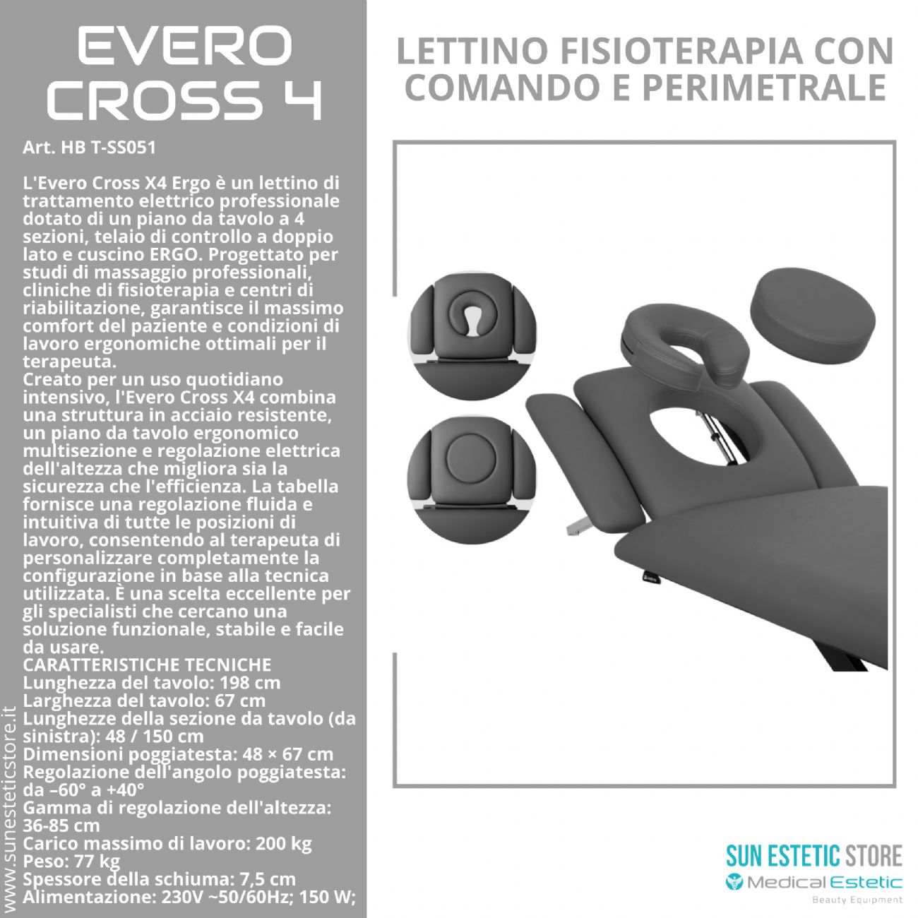 Evero Cross 4 Ergo lettino fisioterapia 4 sezioni