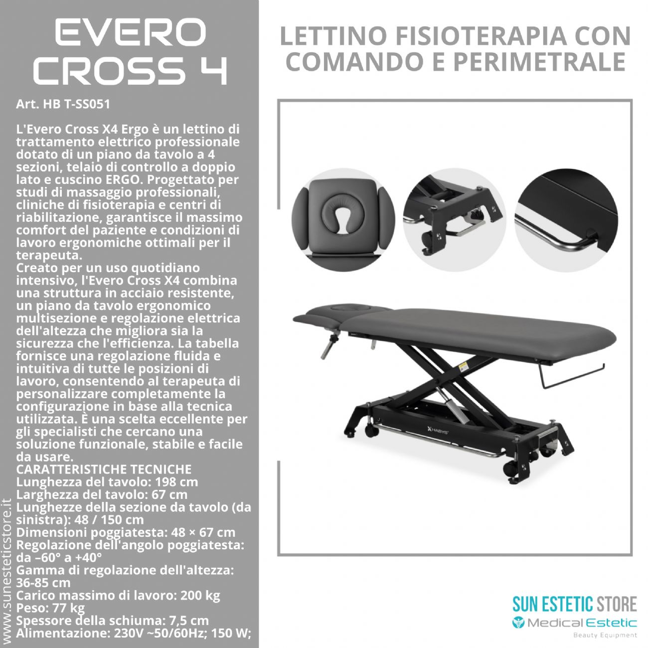 Evero Cross 4 Ergo lettino fisioterapia 4 sezioni