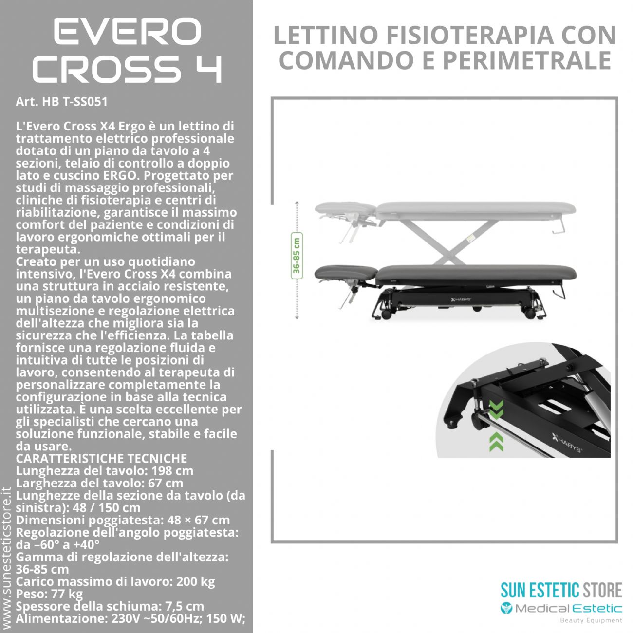 Evero Cross 4 Ergo lettino fisioterapia 4 sezioni