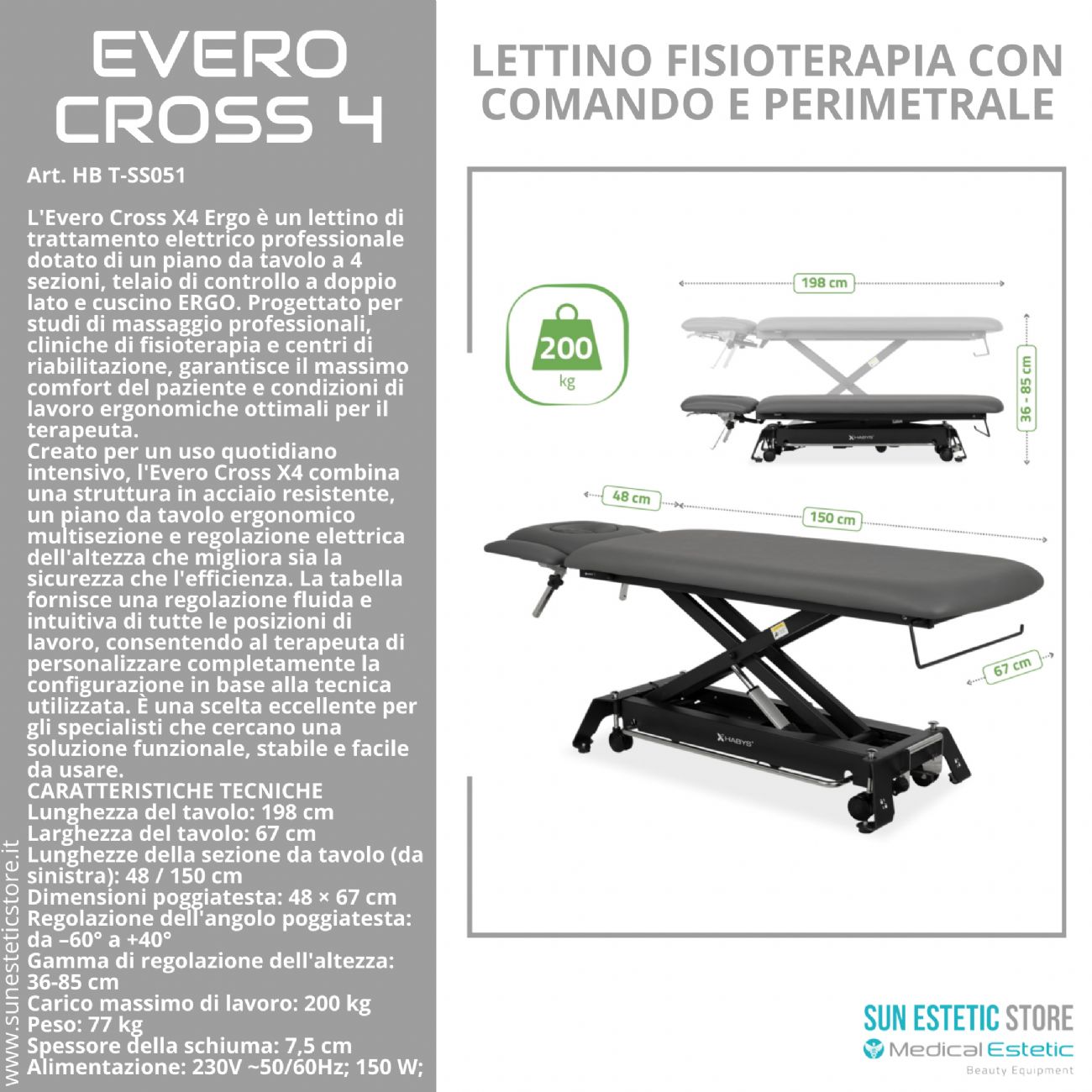 Evero Cross 4 Ergo lettino fisioterapia 4 sezioni