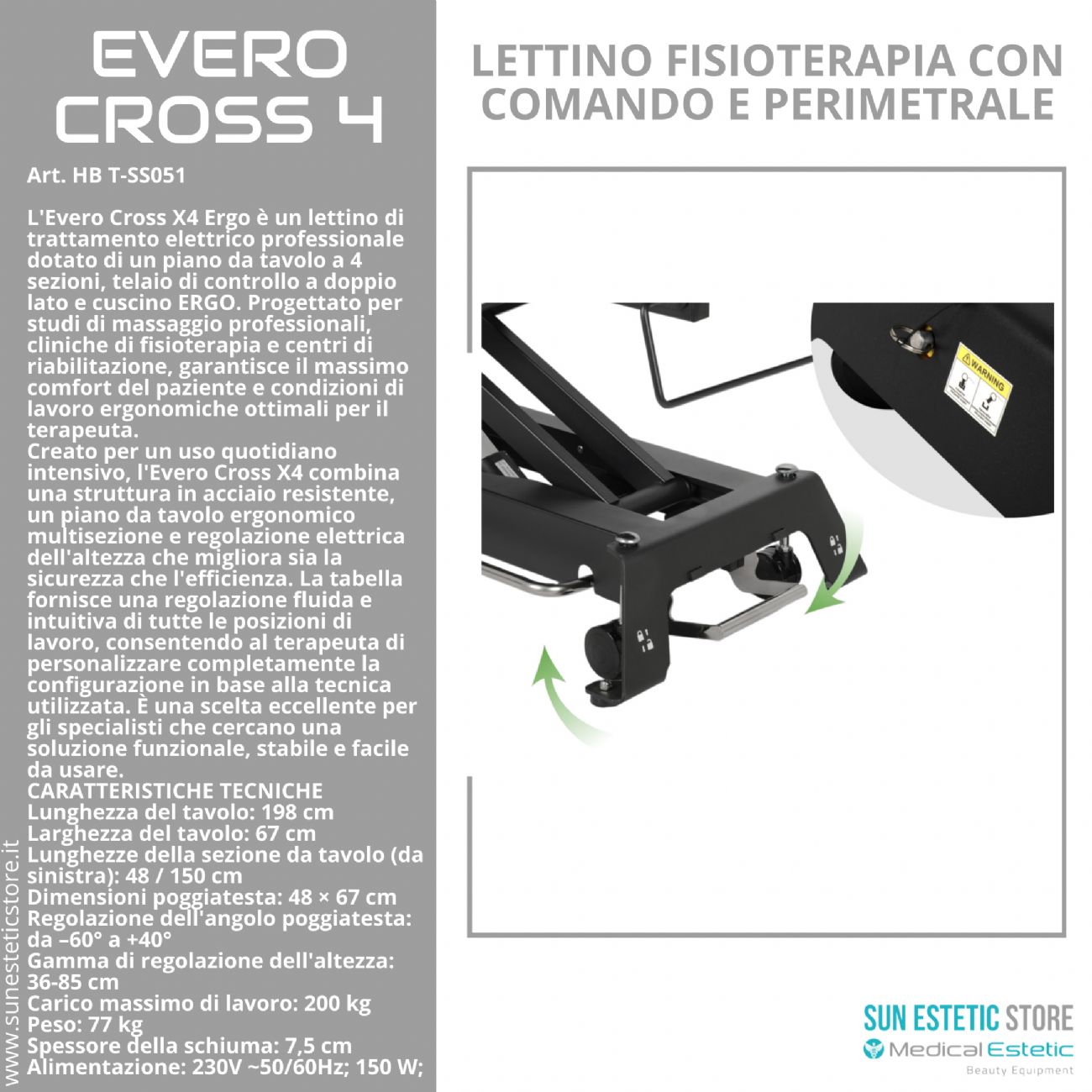 Evero Cross 4 Ergo lettino fisioterapia 4 sezioni