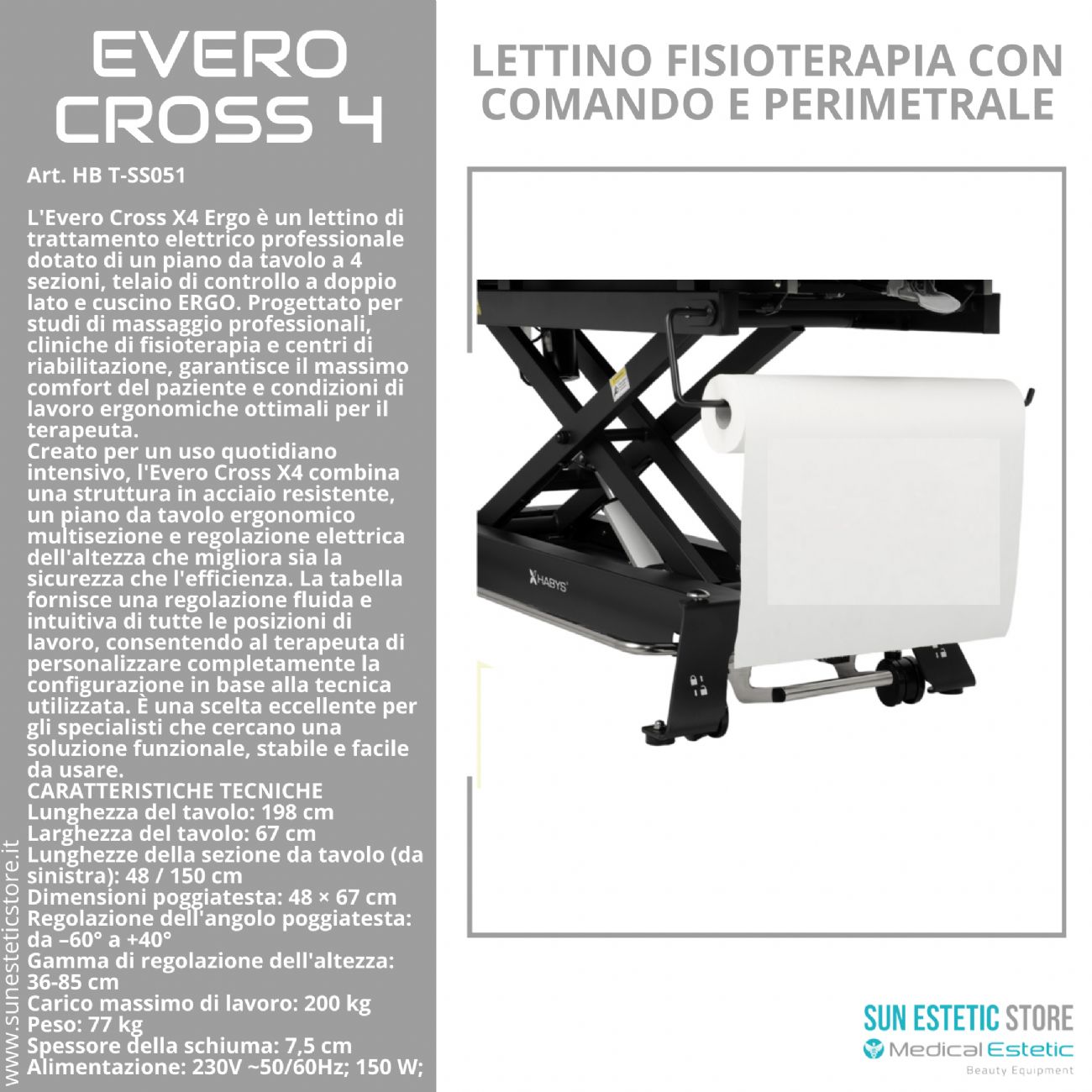 Evero Cross 4 Ergo lettino fisioterapia 4 sezioni