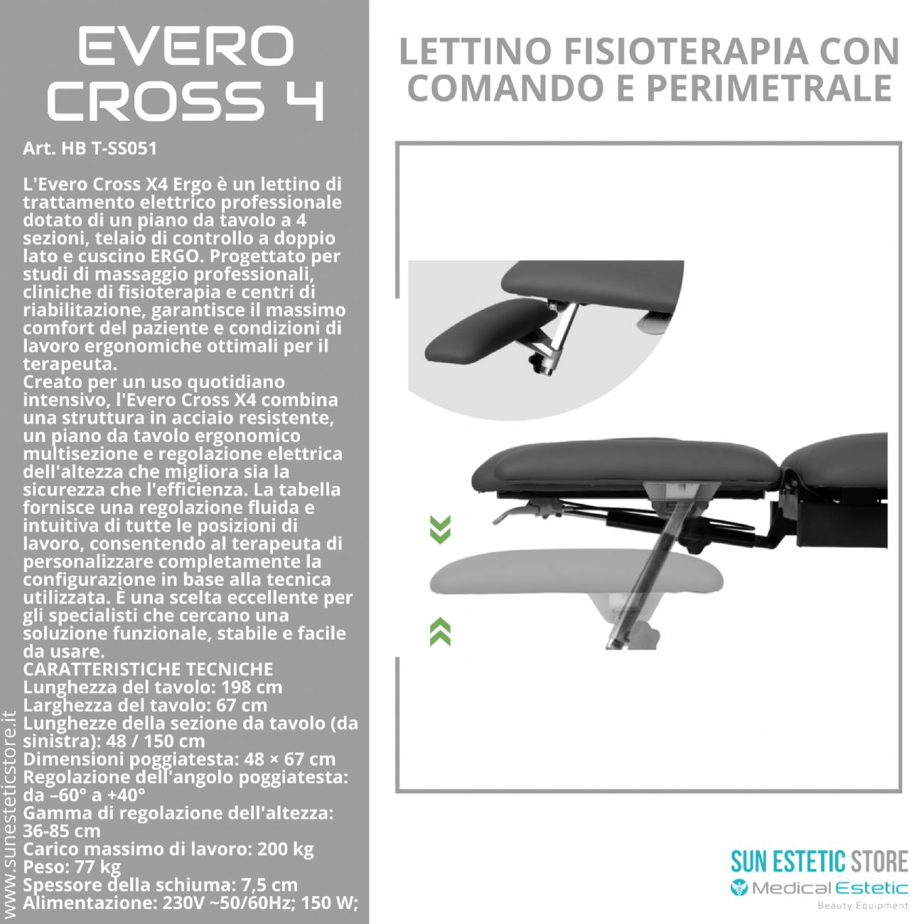 Evero Cross 4 Ergo lettino fisioterapia 4 sezioni