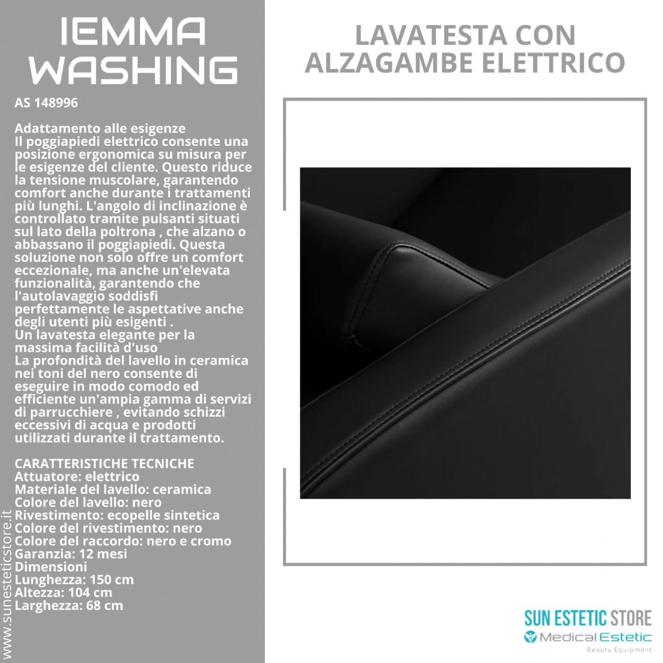 Iemma Washing lavatesta con alzagambe elettrico