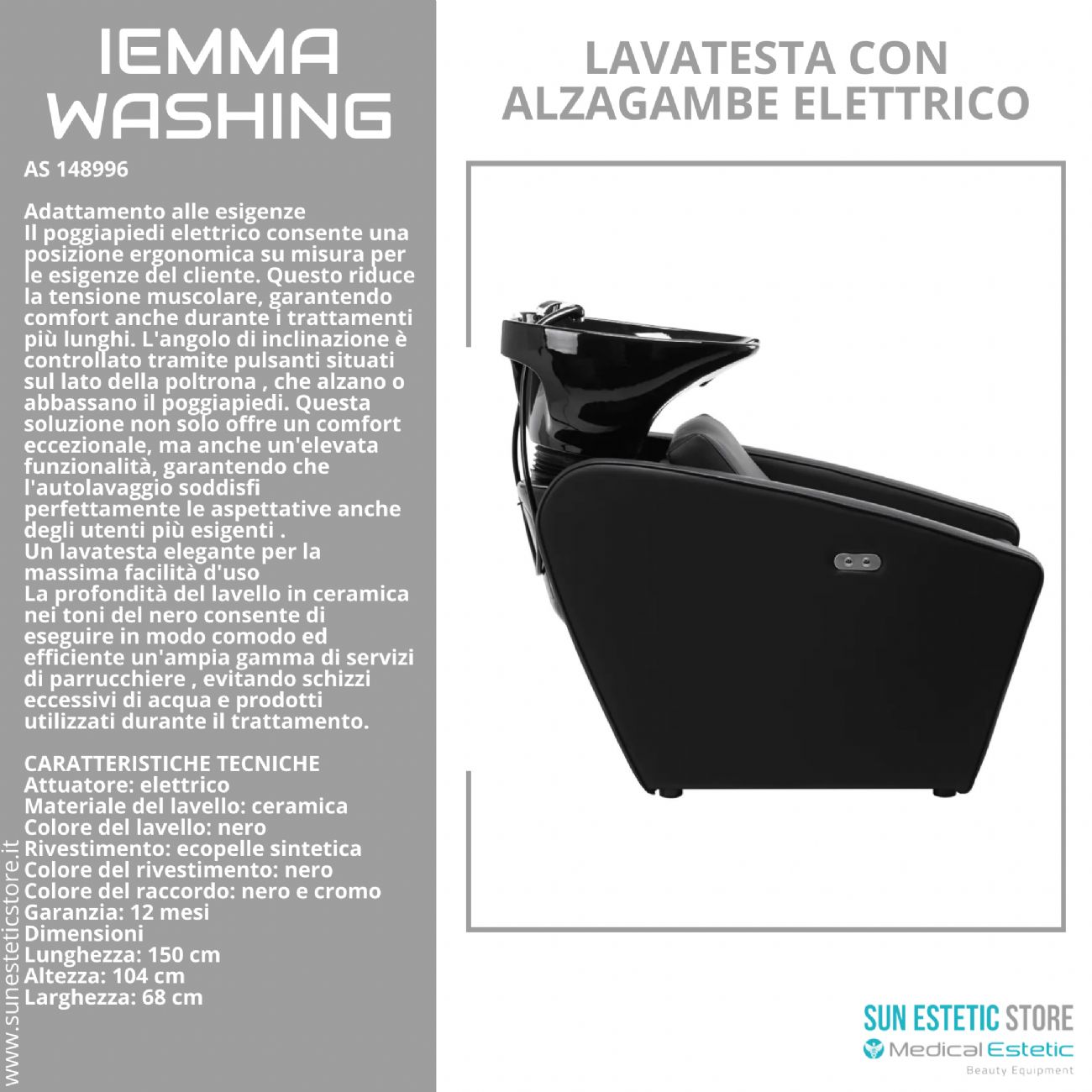 Iemma Washing lavatesta con alzagambe elettrico